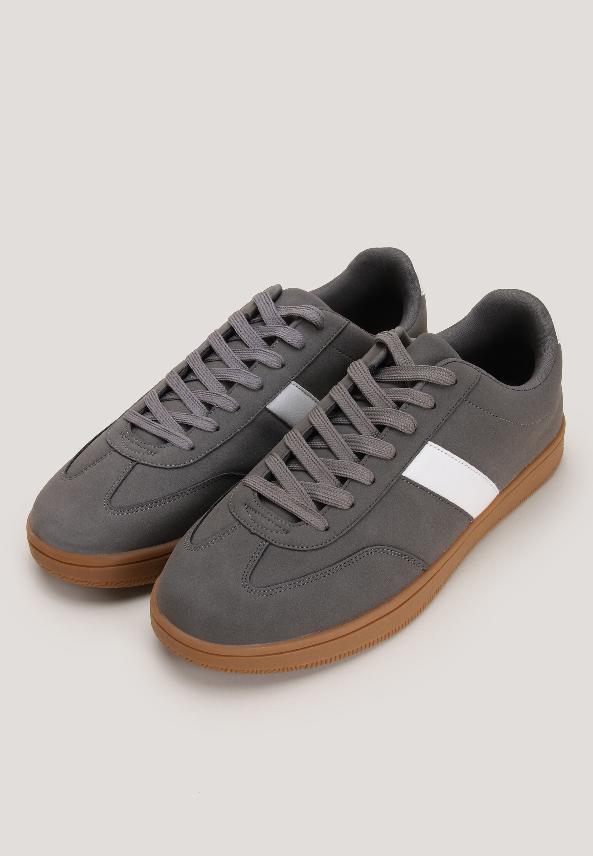Mens Grey Casual Stripe Trainer