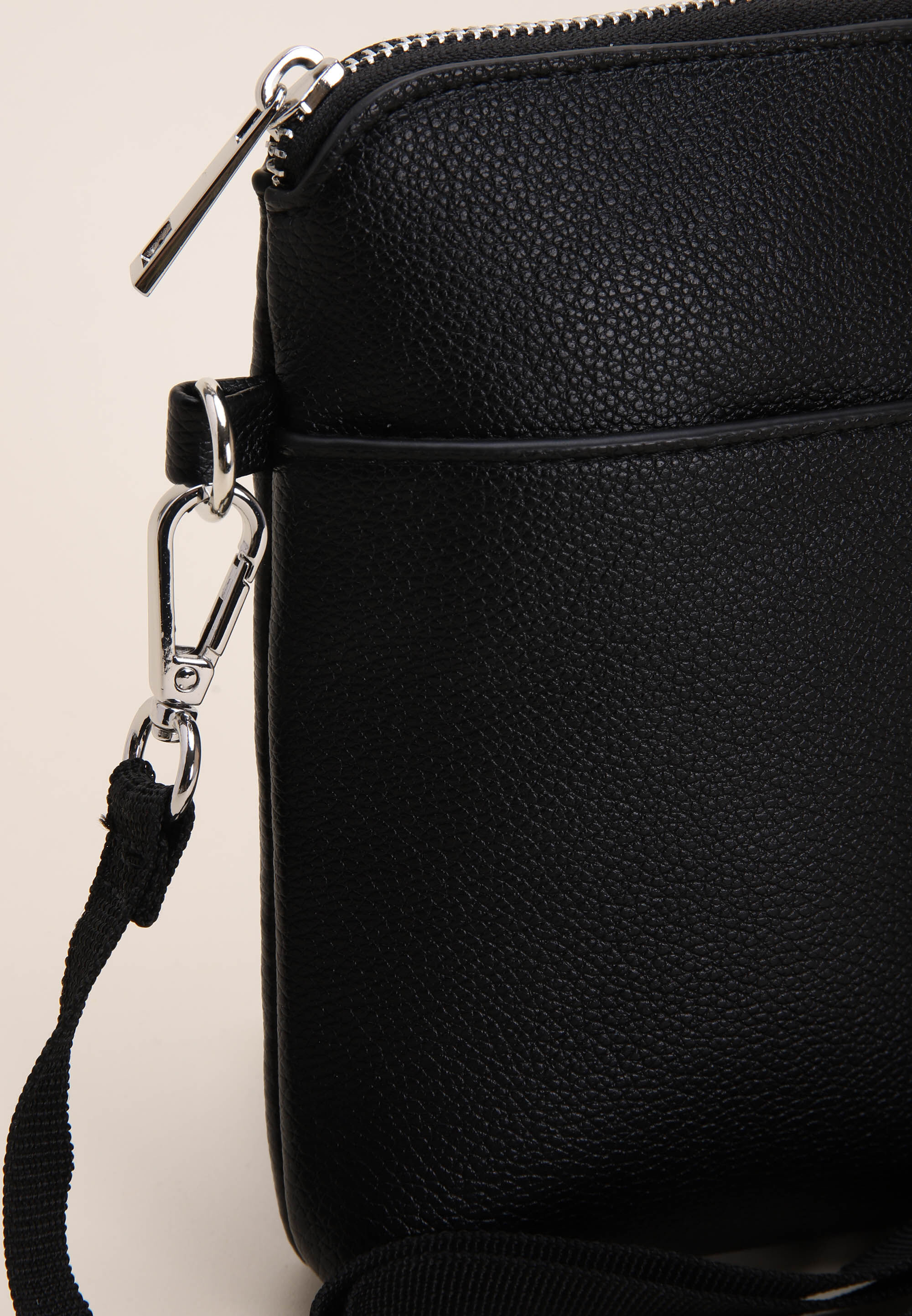 Womens Black Web Strap Cross Body Phone Holder