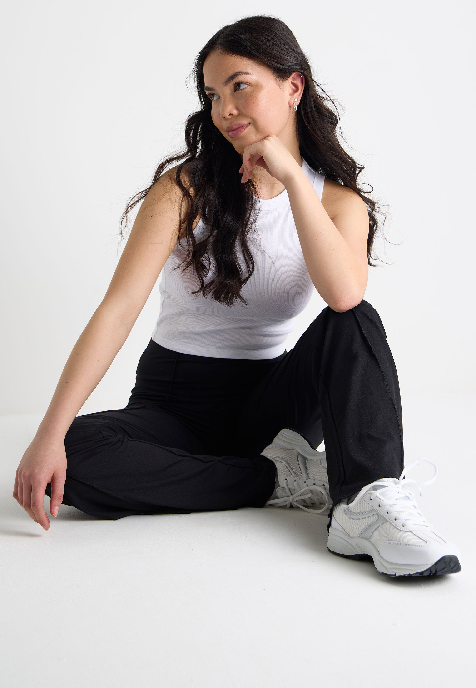 Older Girls Black Plain Flare Leggings