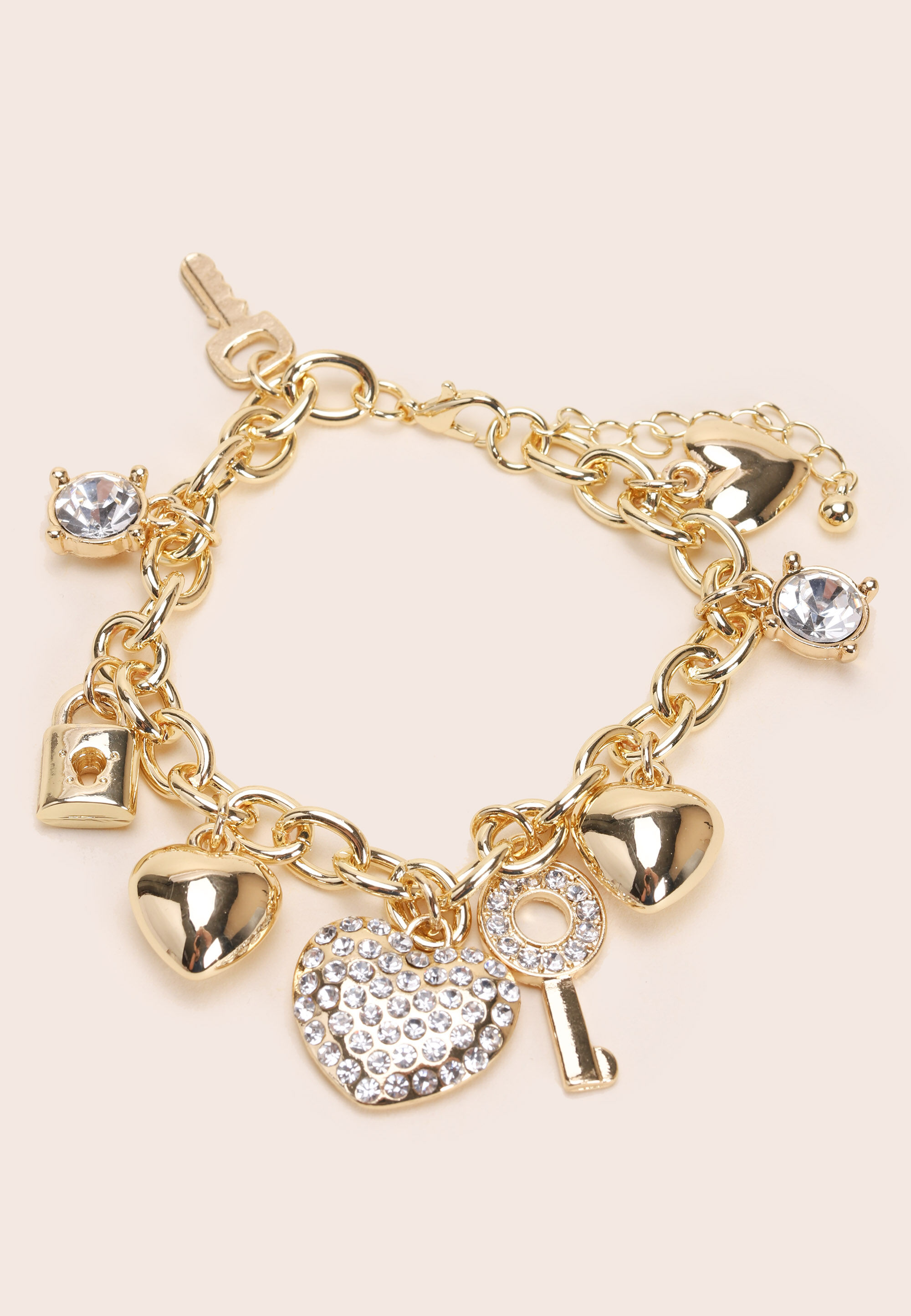Womens Gold Charm Pendant Bracelet