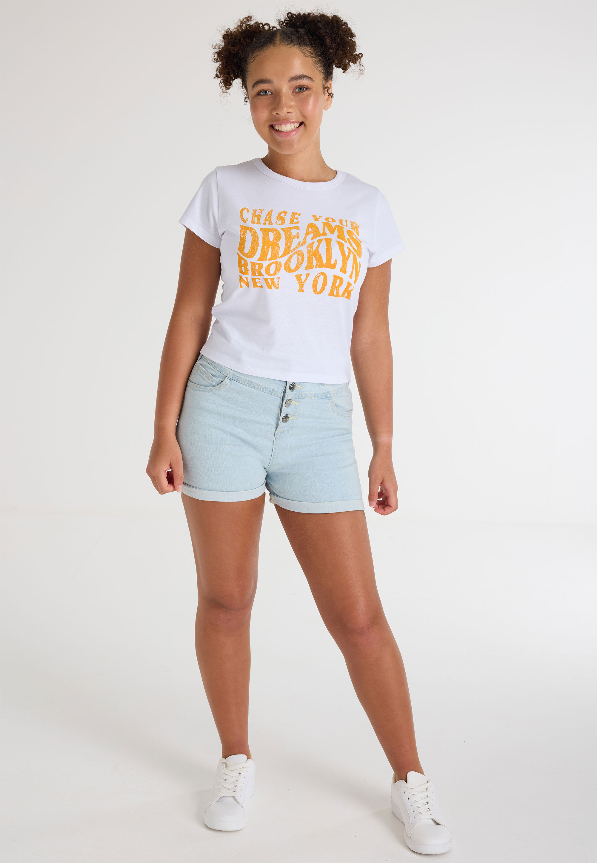 Older Girls White Brooklyn Slogan T-shirt