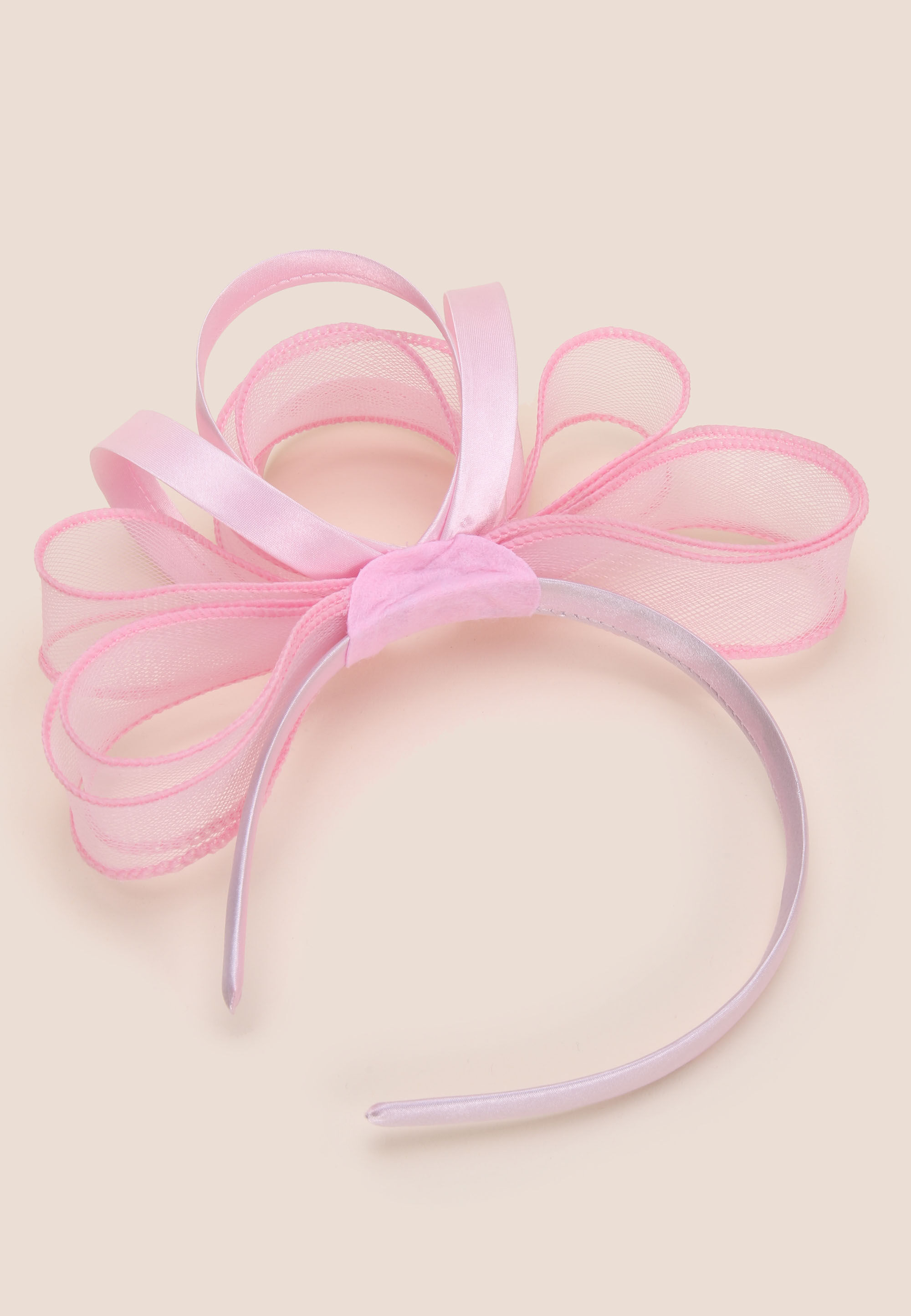 Womens Pink Satin Fascinator Headband