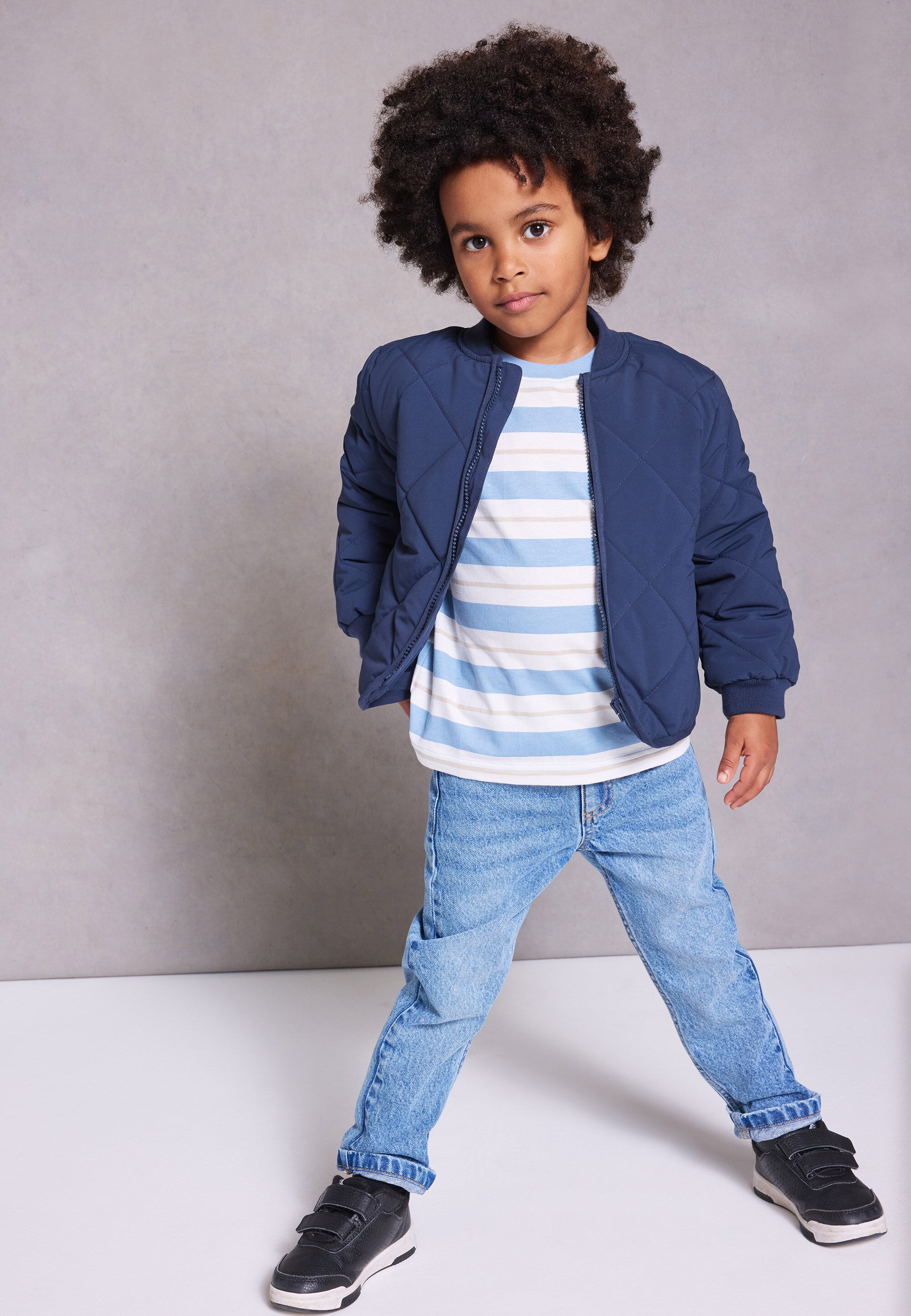 Younger Boys Blue Stripe Short Sleeve T-Shirt