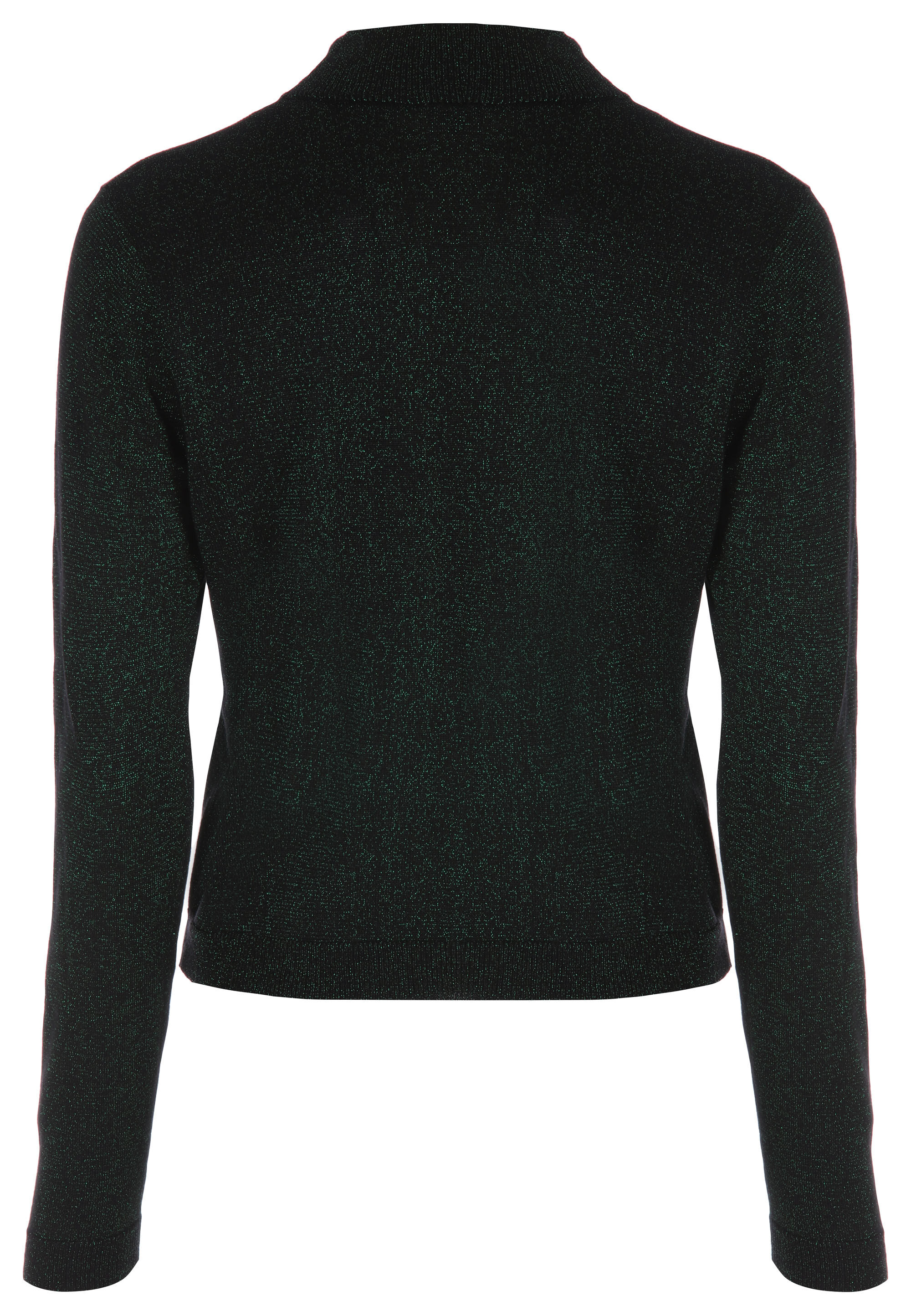 Womens Green Lurex Turtle Neck Jumper