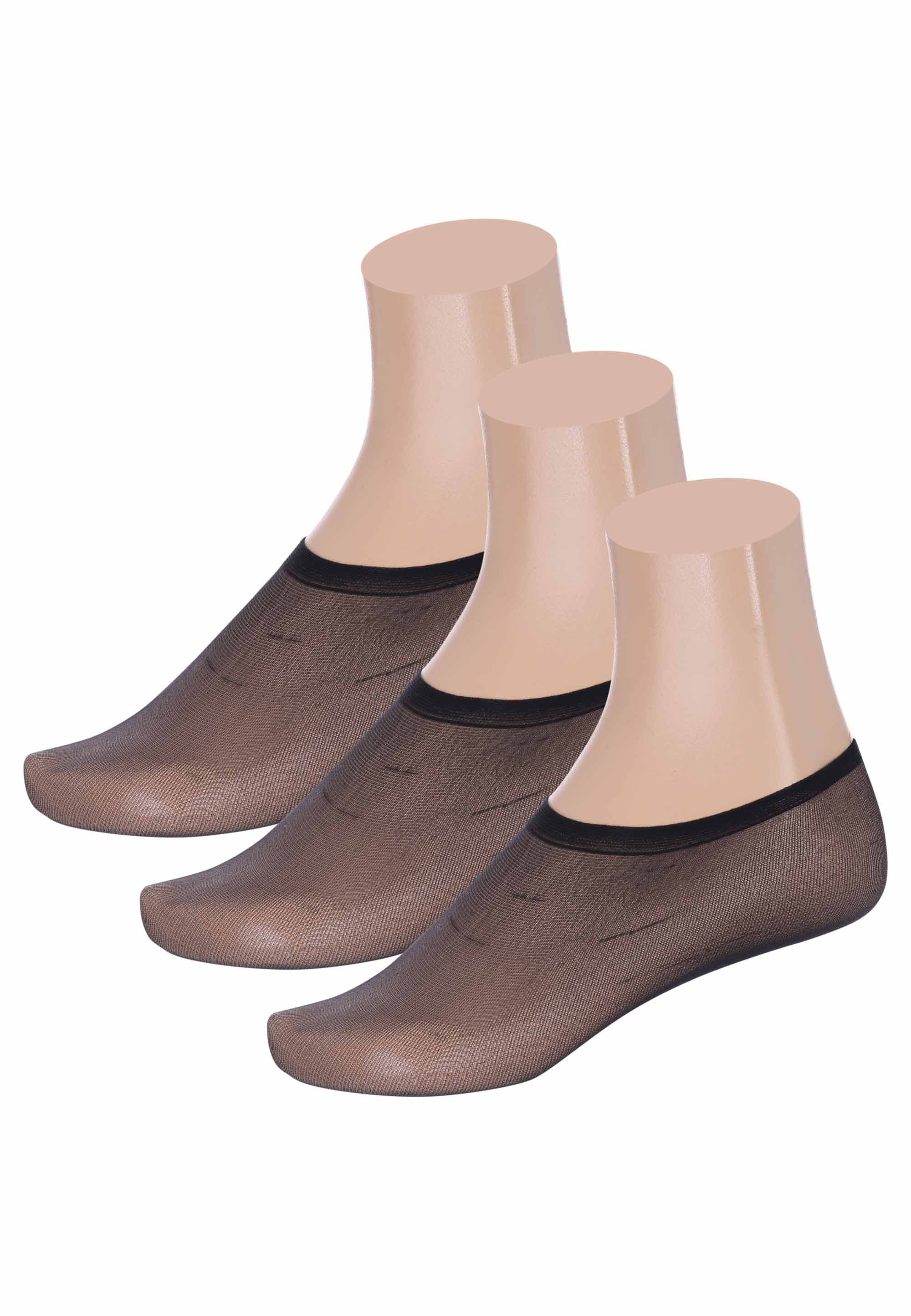Womens 3pk Black Sheer Footlets