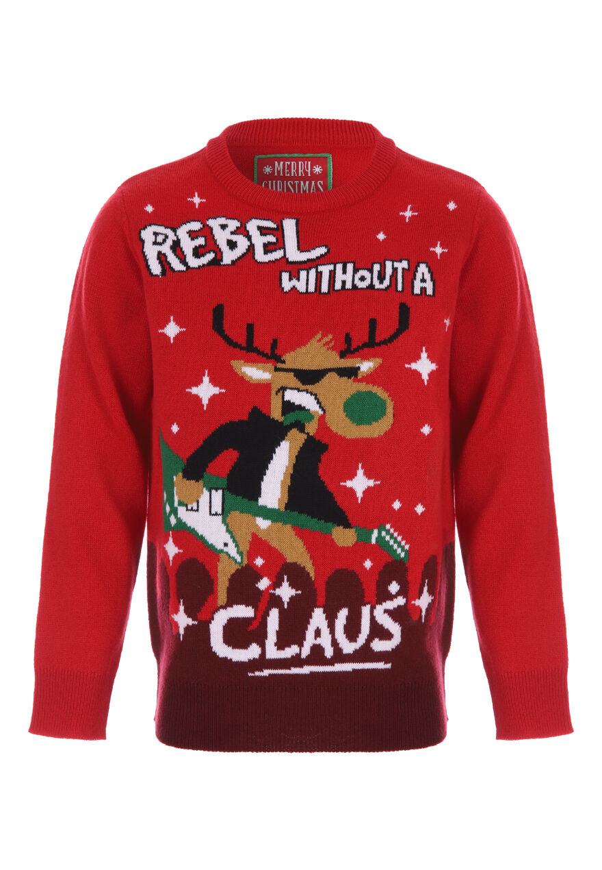 Older Boys Red Rebel Rudolph Christmas Jumper