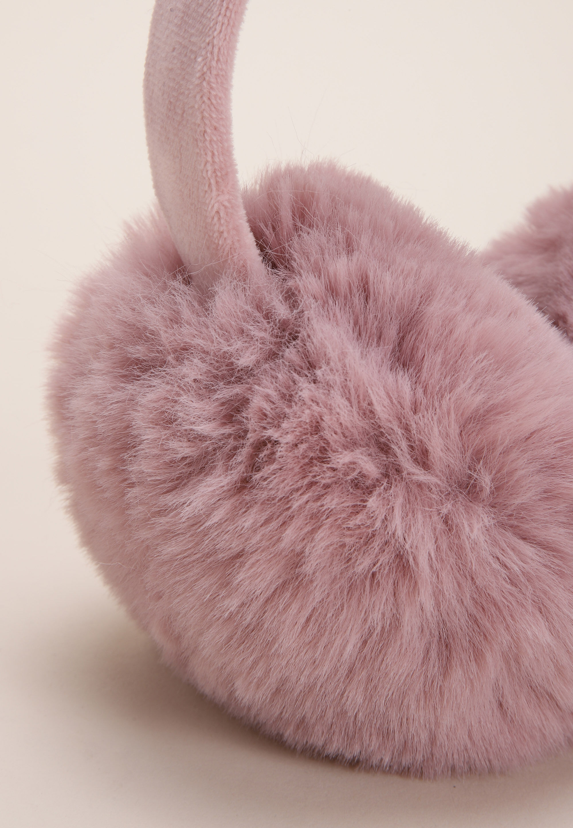 Womens Pink Plain Fluffy Earmuffs