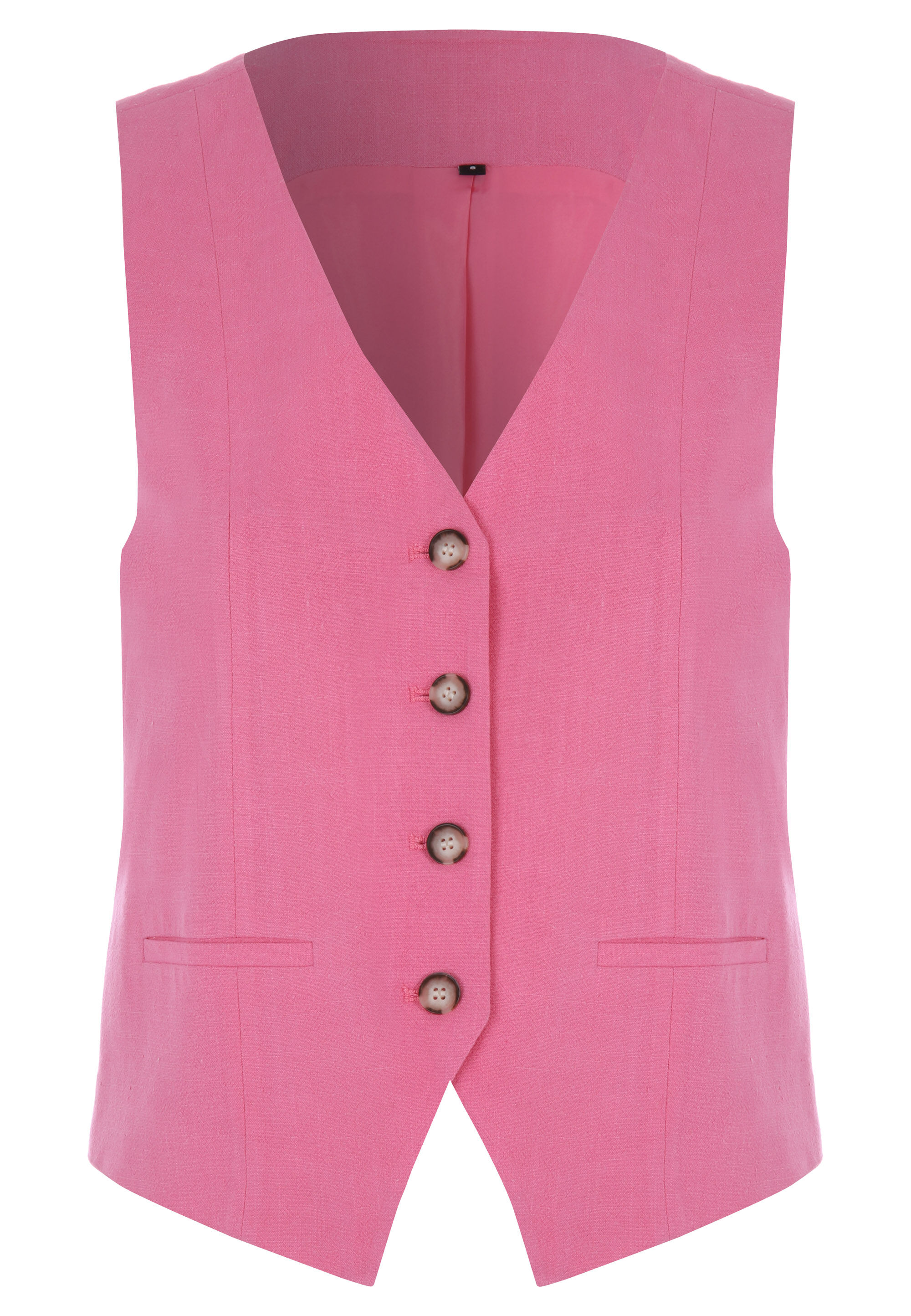 Womens Hot Pink Plain Linen Waistcoat