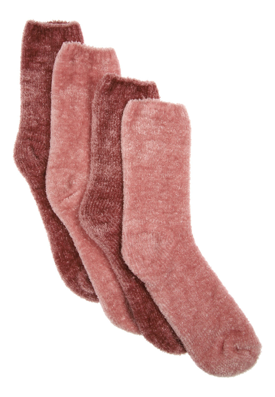 Womens 2pk Dark Pink Velvet Cosy Socks