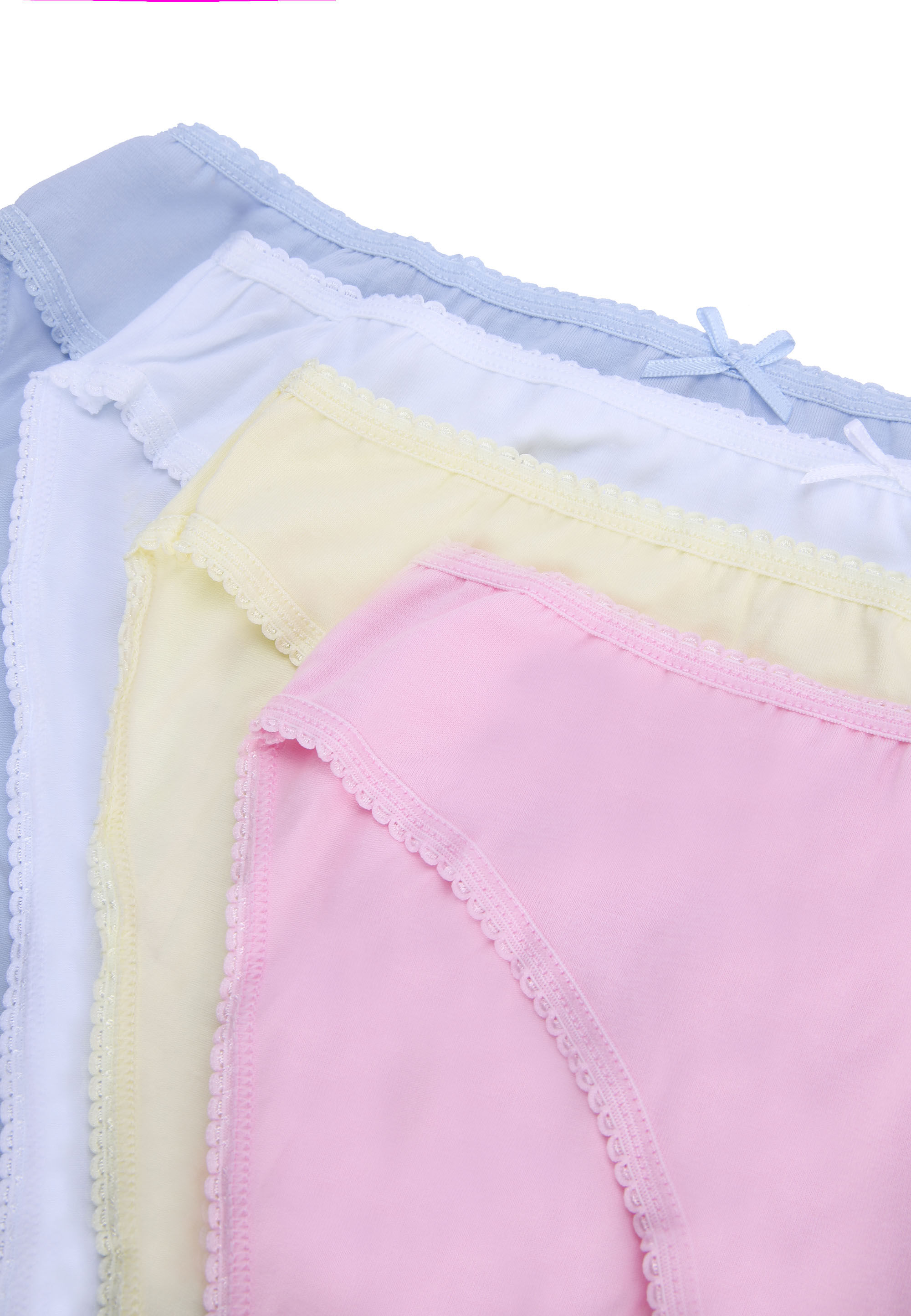 Womens 4pk Pink Pastel Plain Hi Cut Briefs