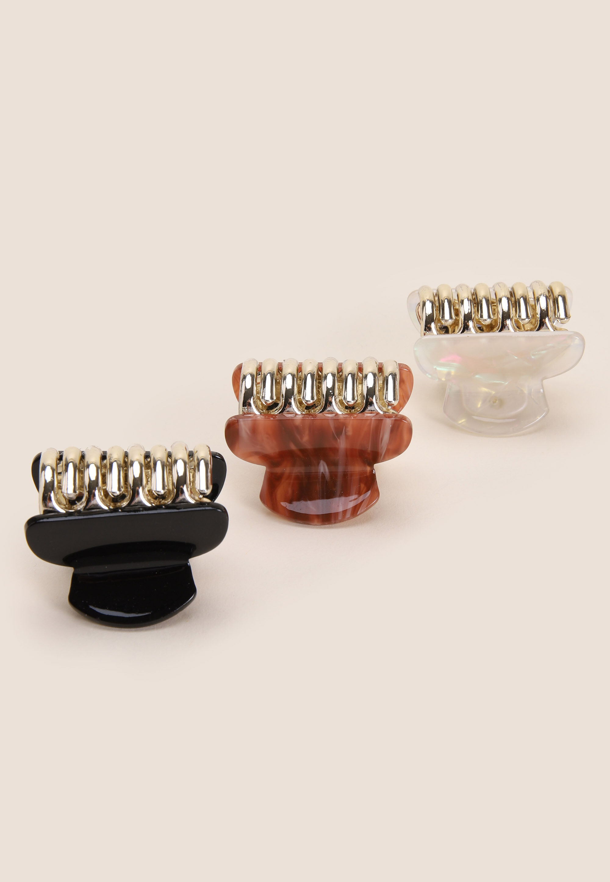 Womens 3pk Mini Bulldog Claw Clip