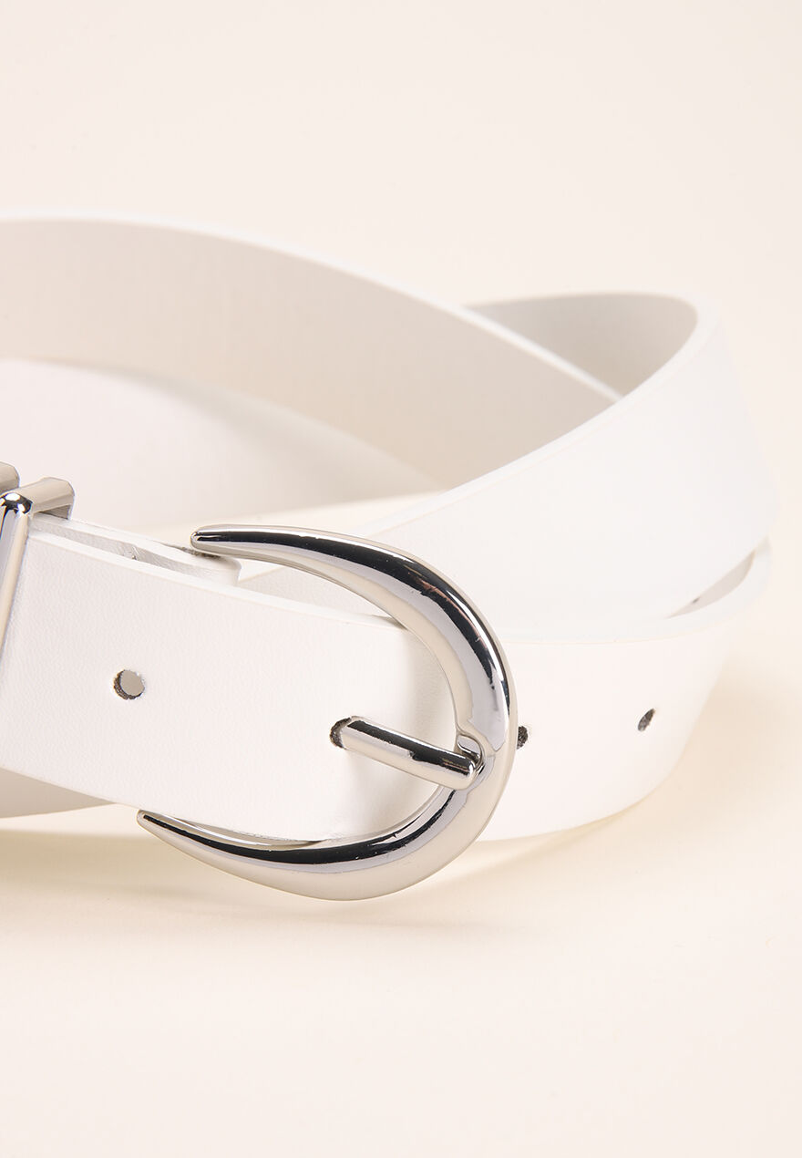 Womens White & Silver Jean Belt