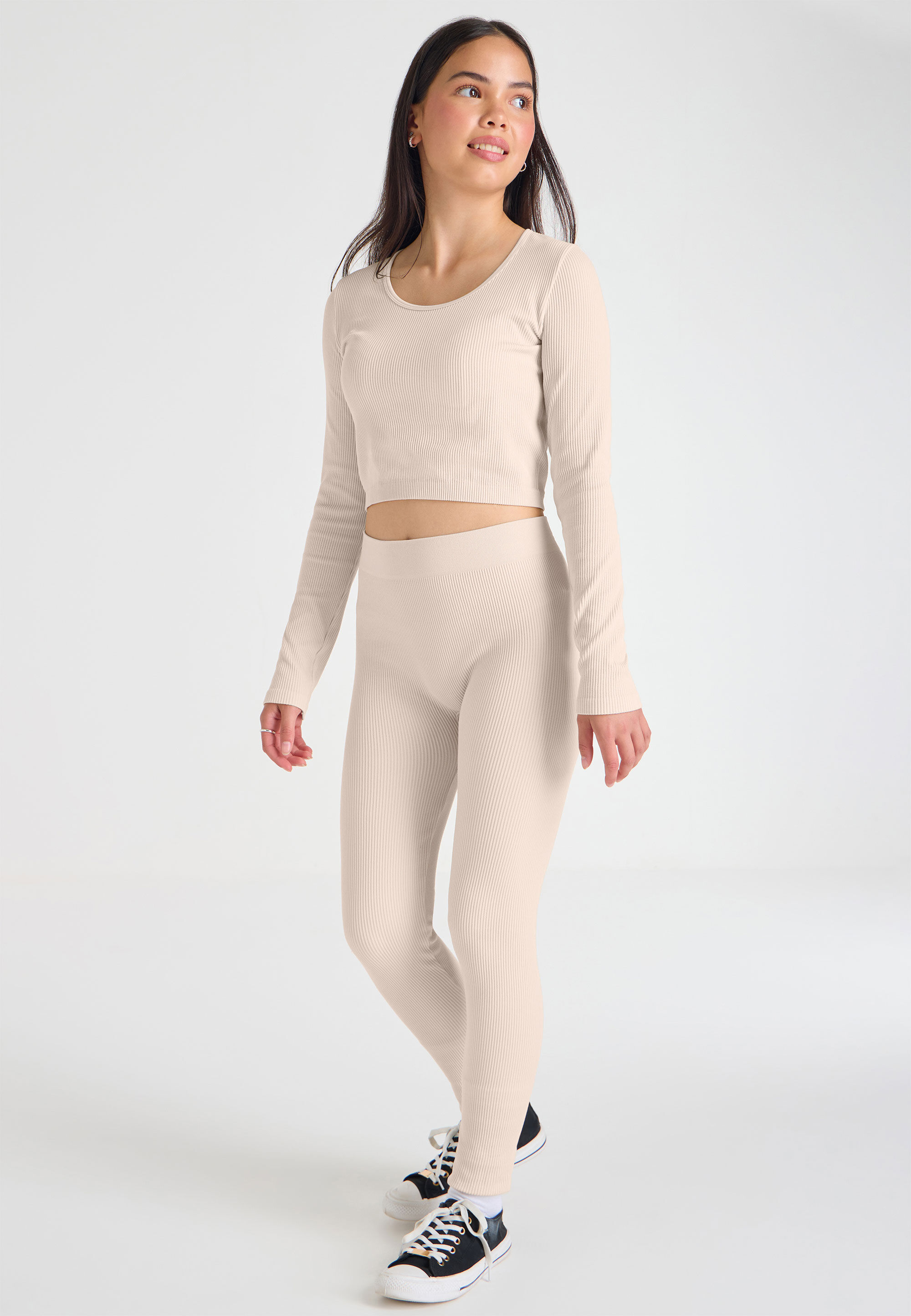 Older Girls Cream Scoop Neck Top