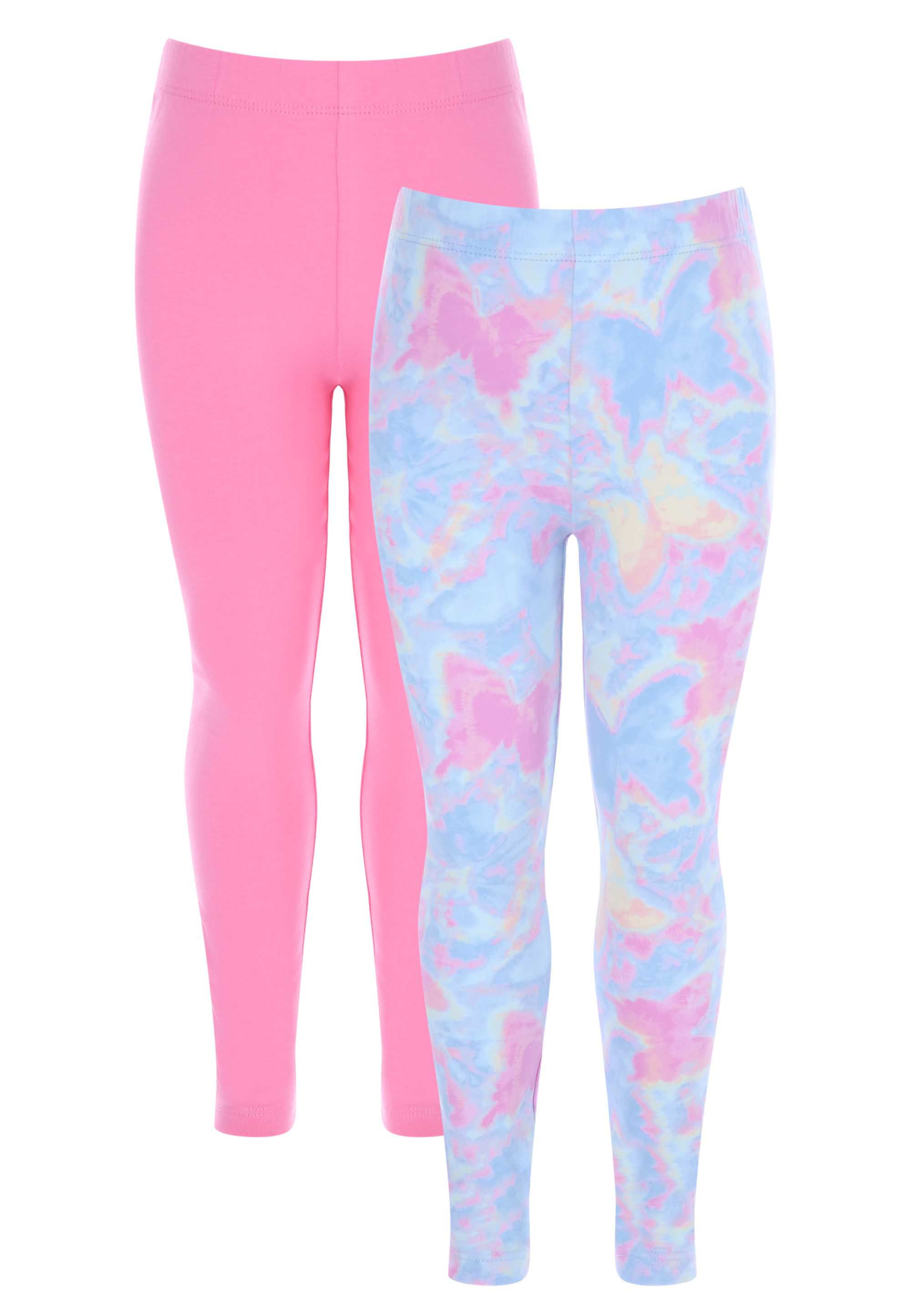 Younger Girls 2pk Pink & Butterfly Print Leggings