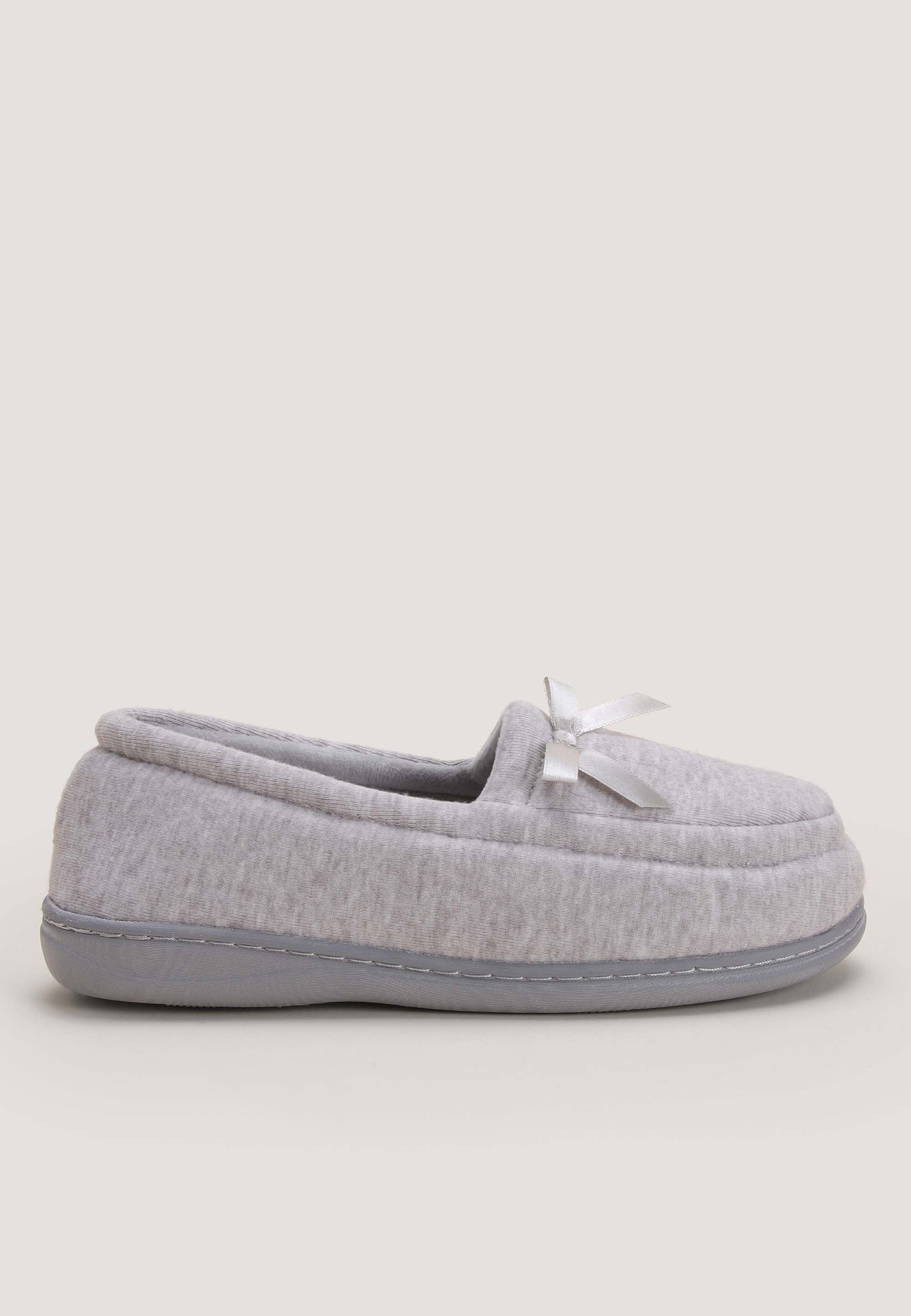Womens Grey Marl Closed Back Slippers