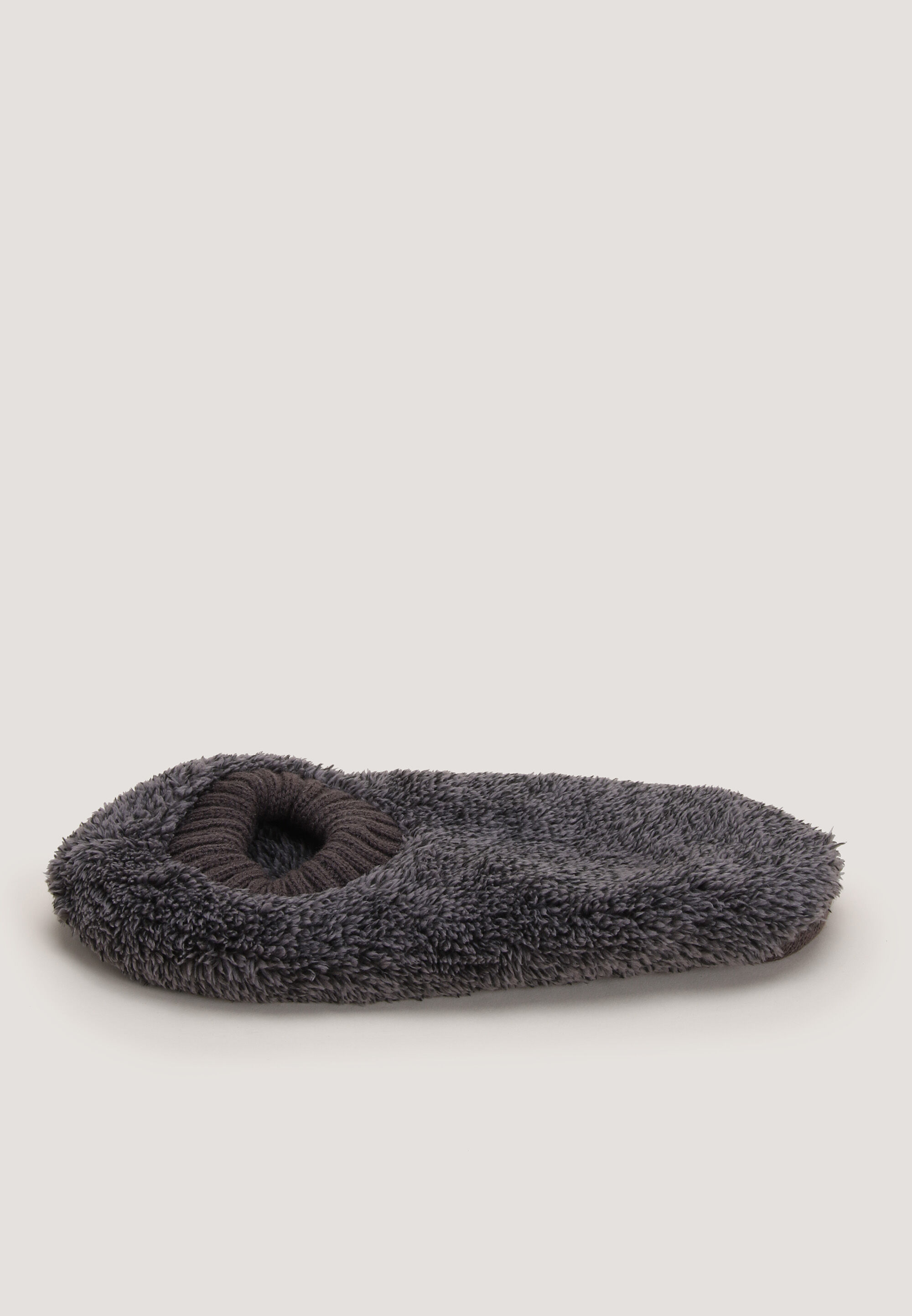 Mens Grey Cosy Fleece Lined Footlet Slippers