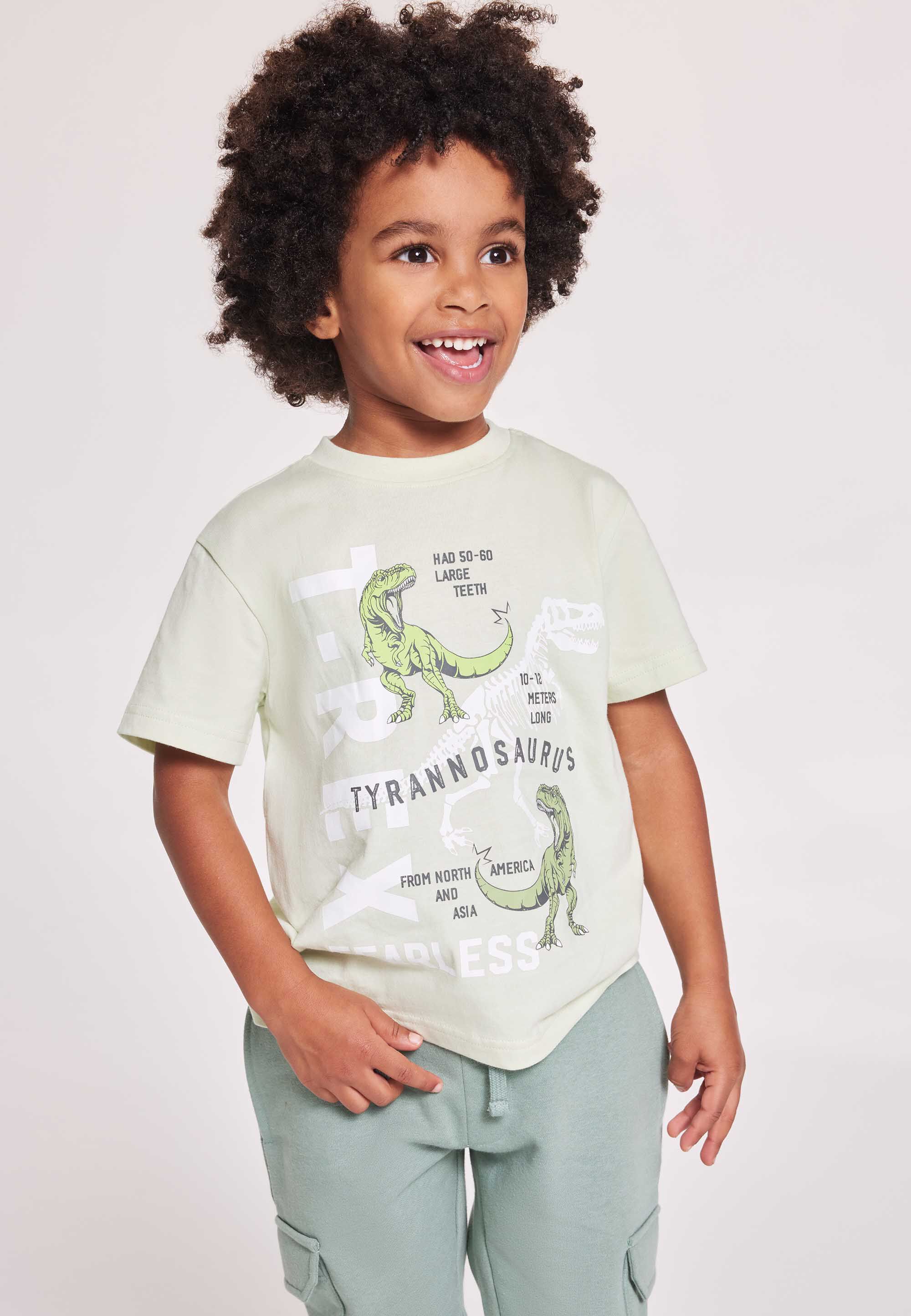 Younger Boys Green T-Rex Graphic T-Shirt