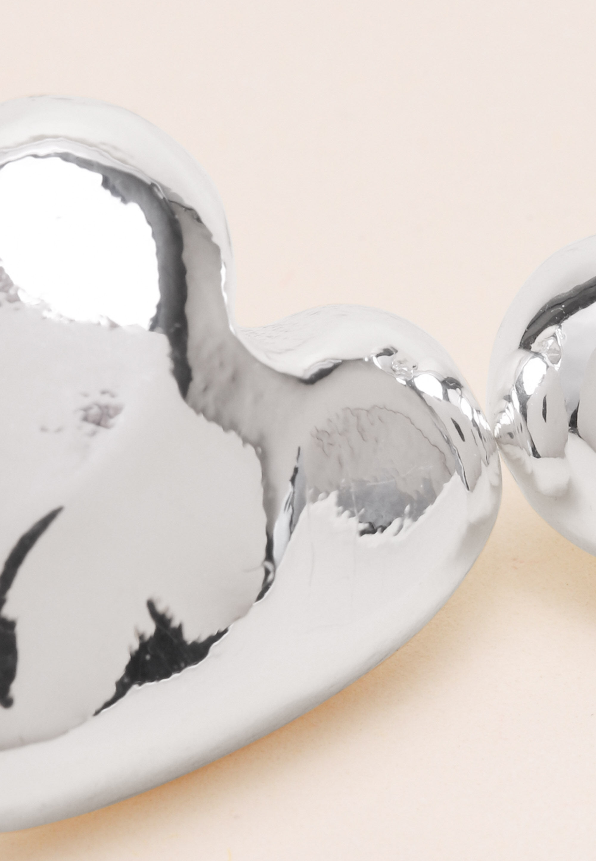 Womens Silver Molten Heart Stud Earrings