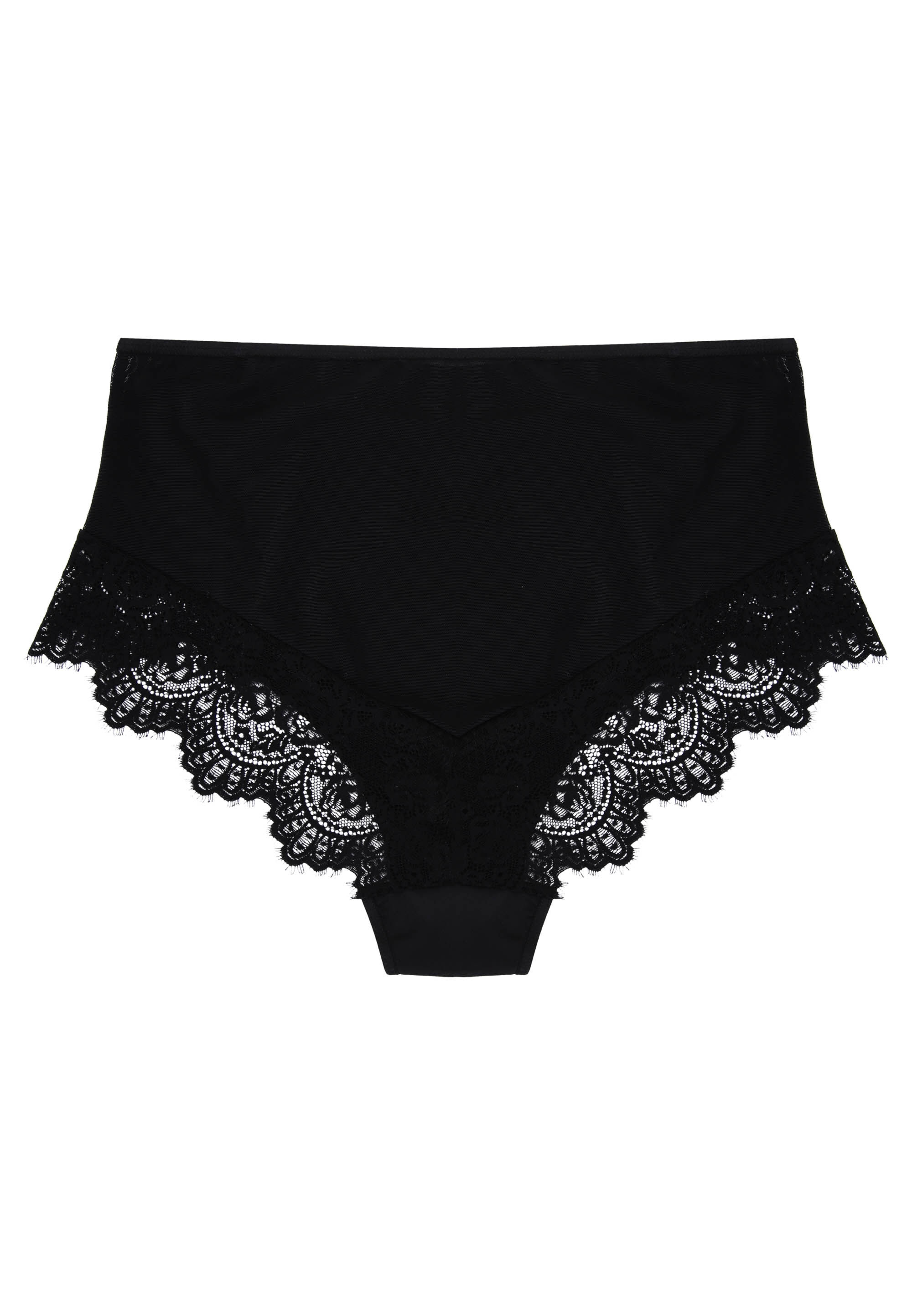 Womens Black Lace High Waist Support Briefs