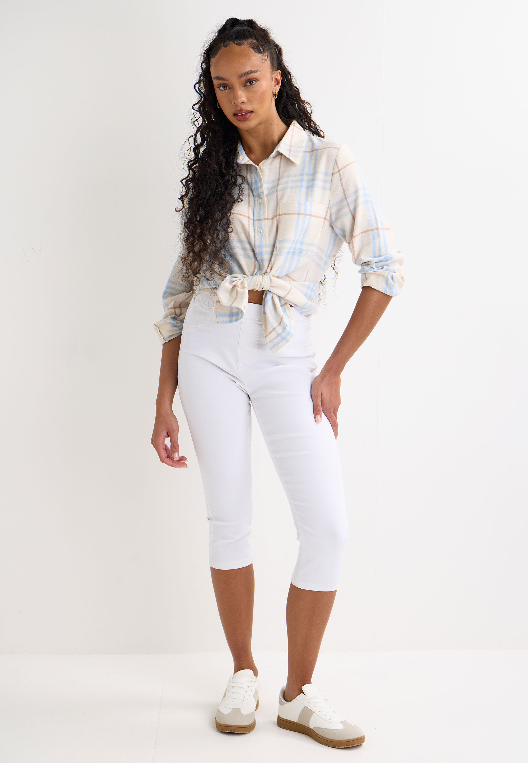 Womens White Plain Kate Cropped Jeggings