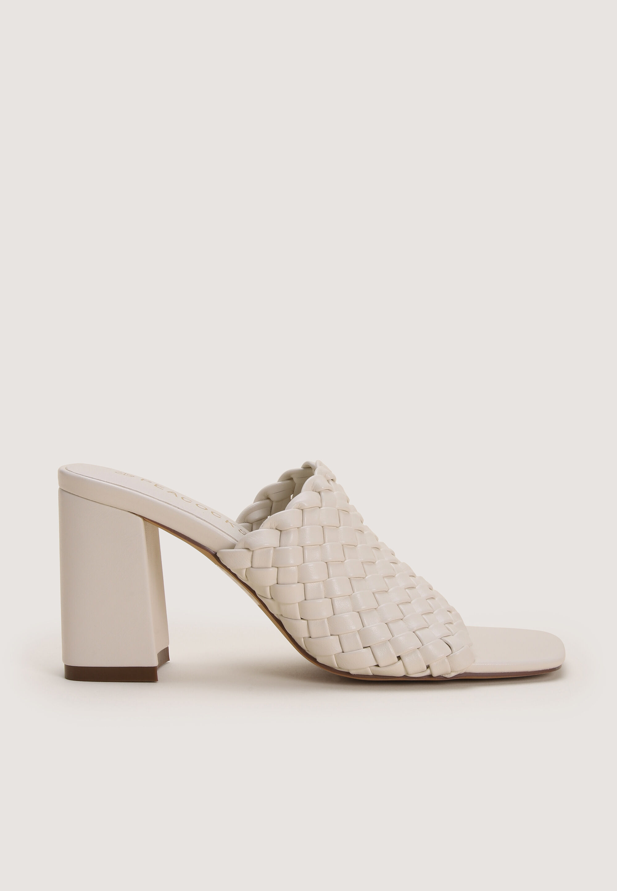 Womens Cream Woven Slip-On Mules