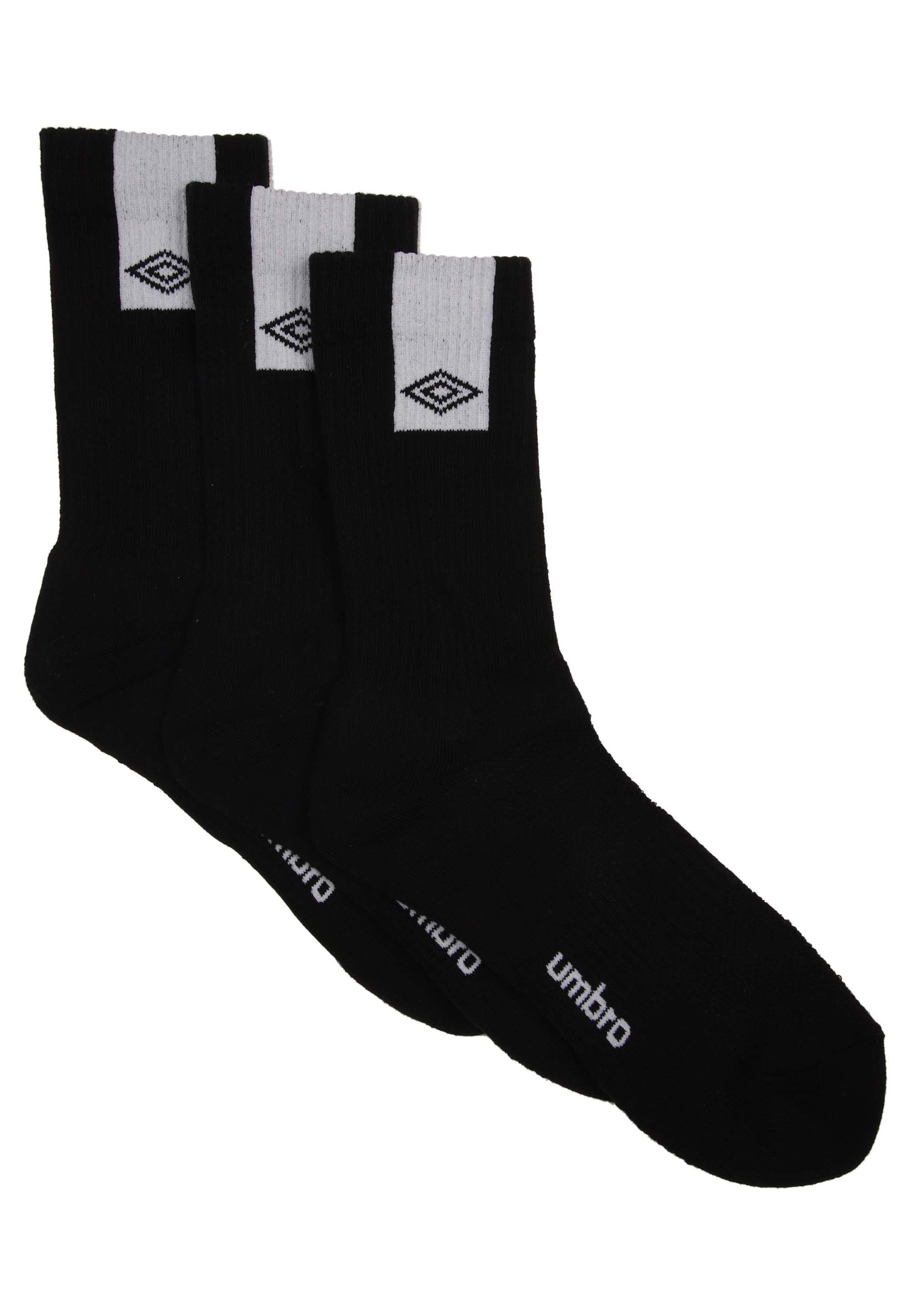 Mens 3pk Black Umbro Ribbed Ankle Socks