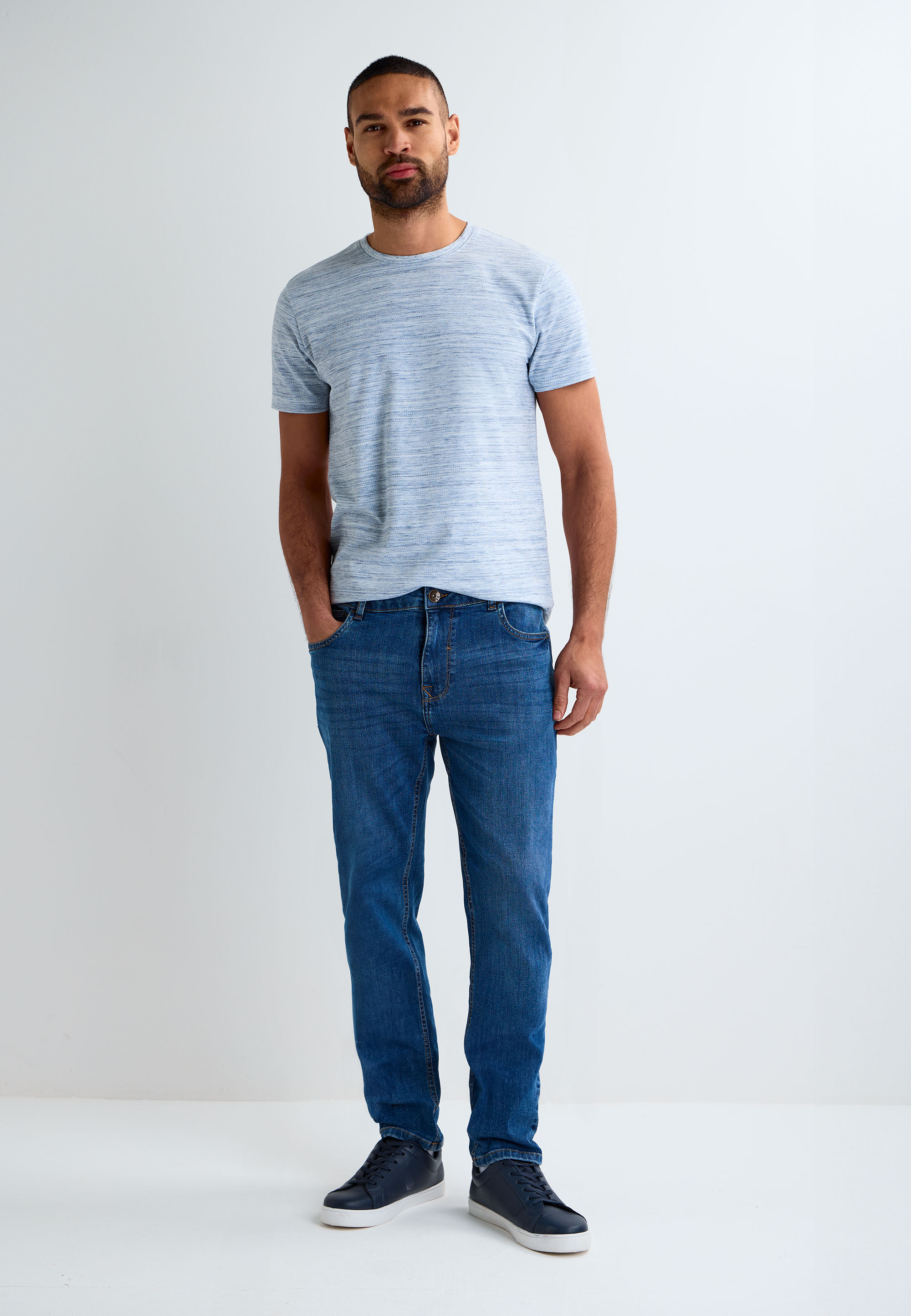 Mens Mid Blue Slim Stretch Jeans