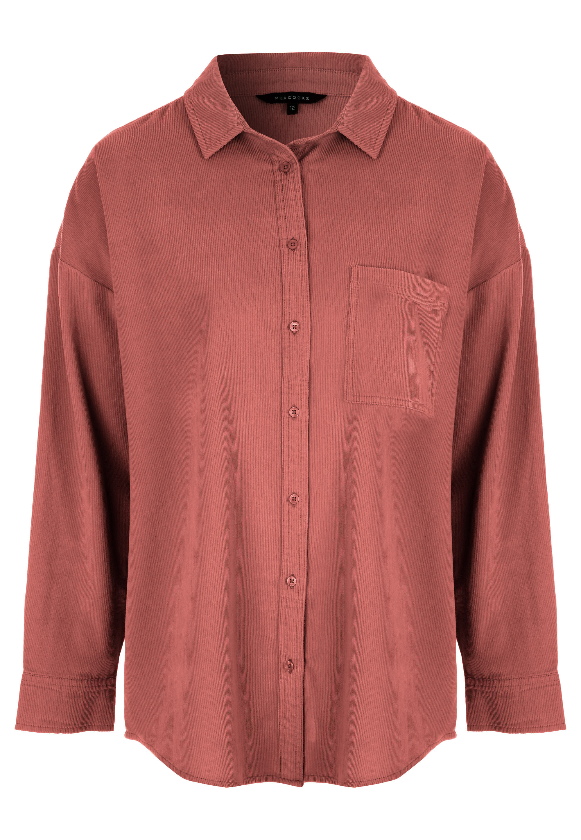 Womens Pink Plain Corduroy Shirt