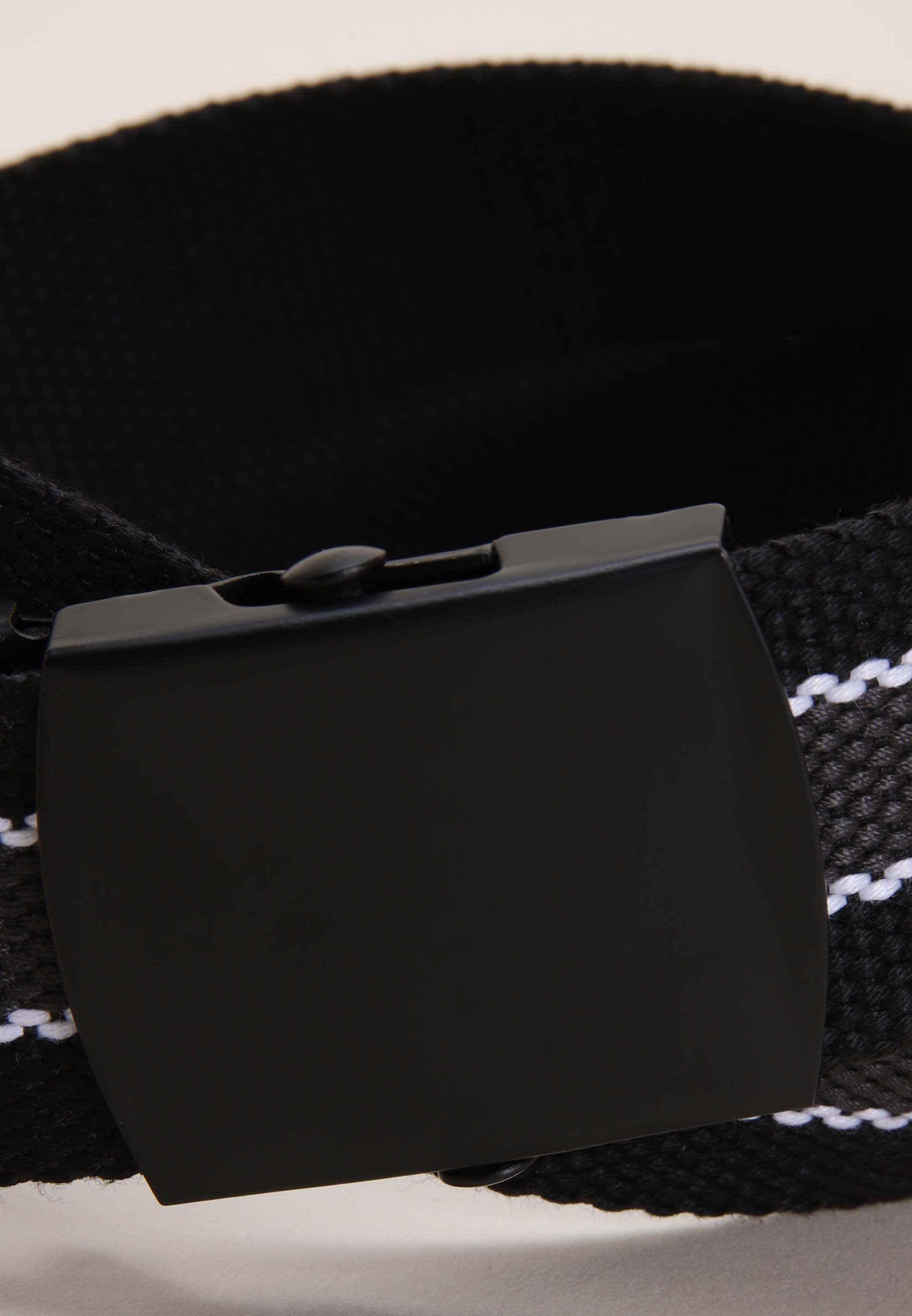 Mens Black Stripe Webbing Belt