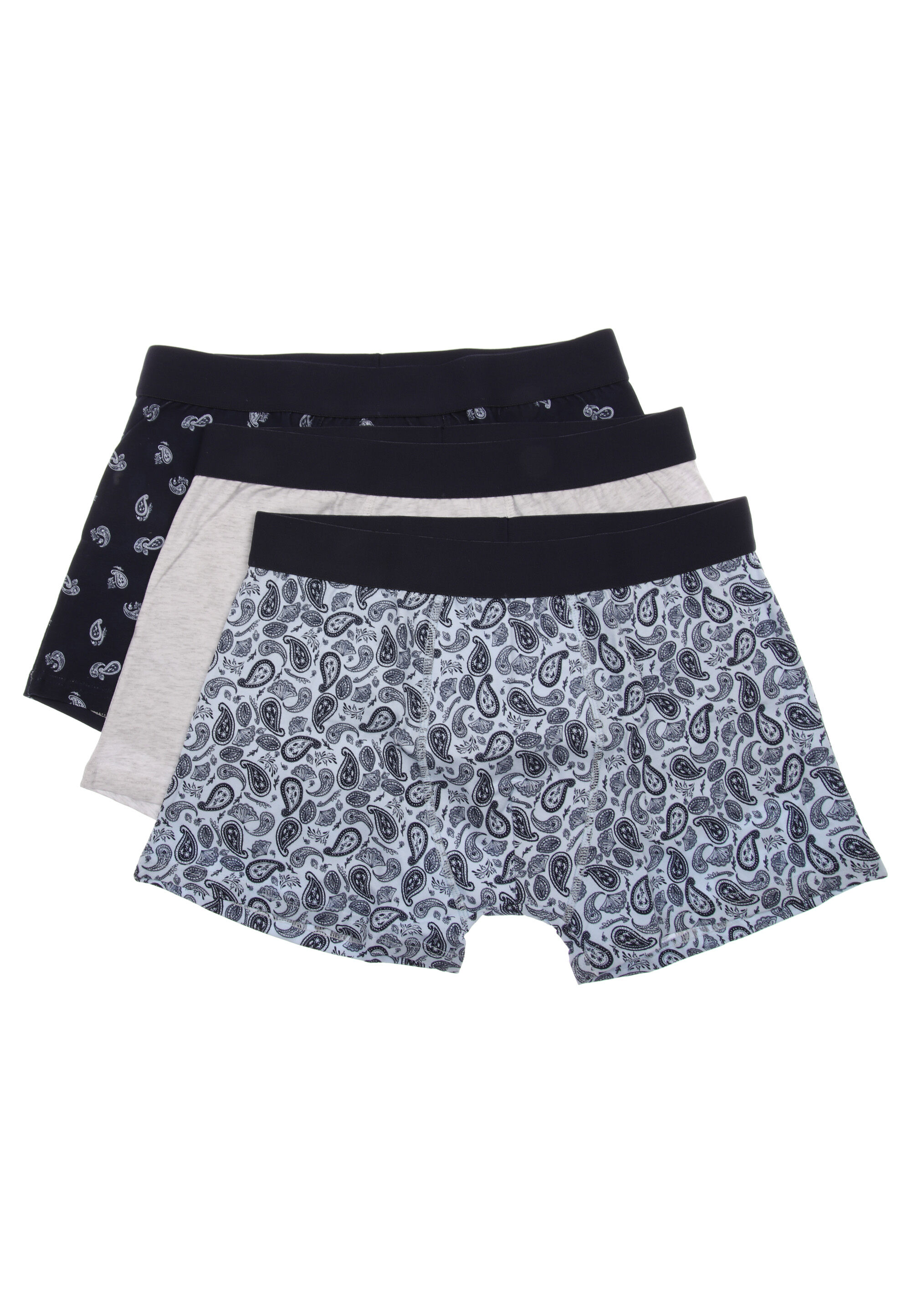 Mens 3pk Navy Paisley Print Hipster Trunks