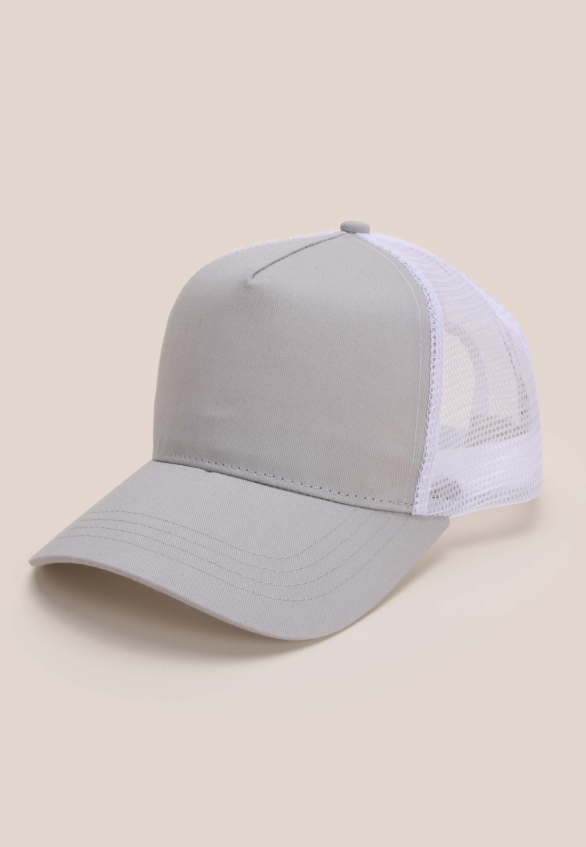 Mens Grey Plain Trucker Hat