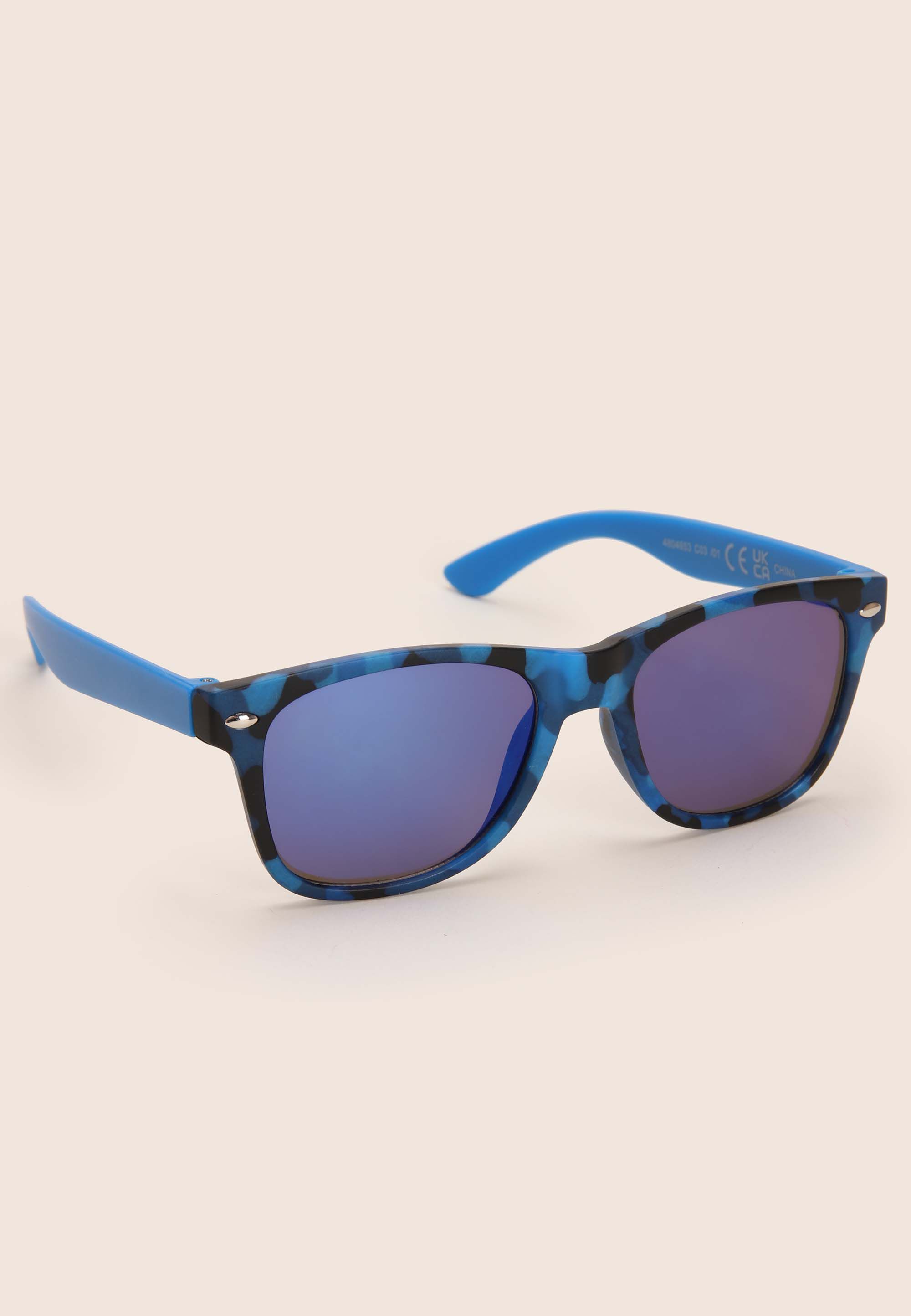 Boys Blue Printed Retro Sunglasses
