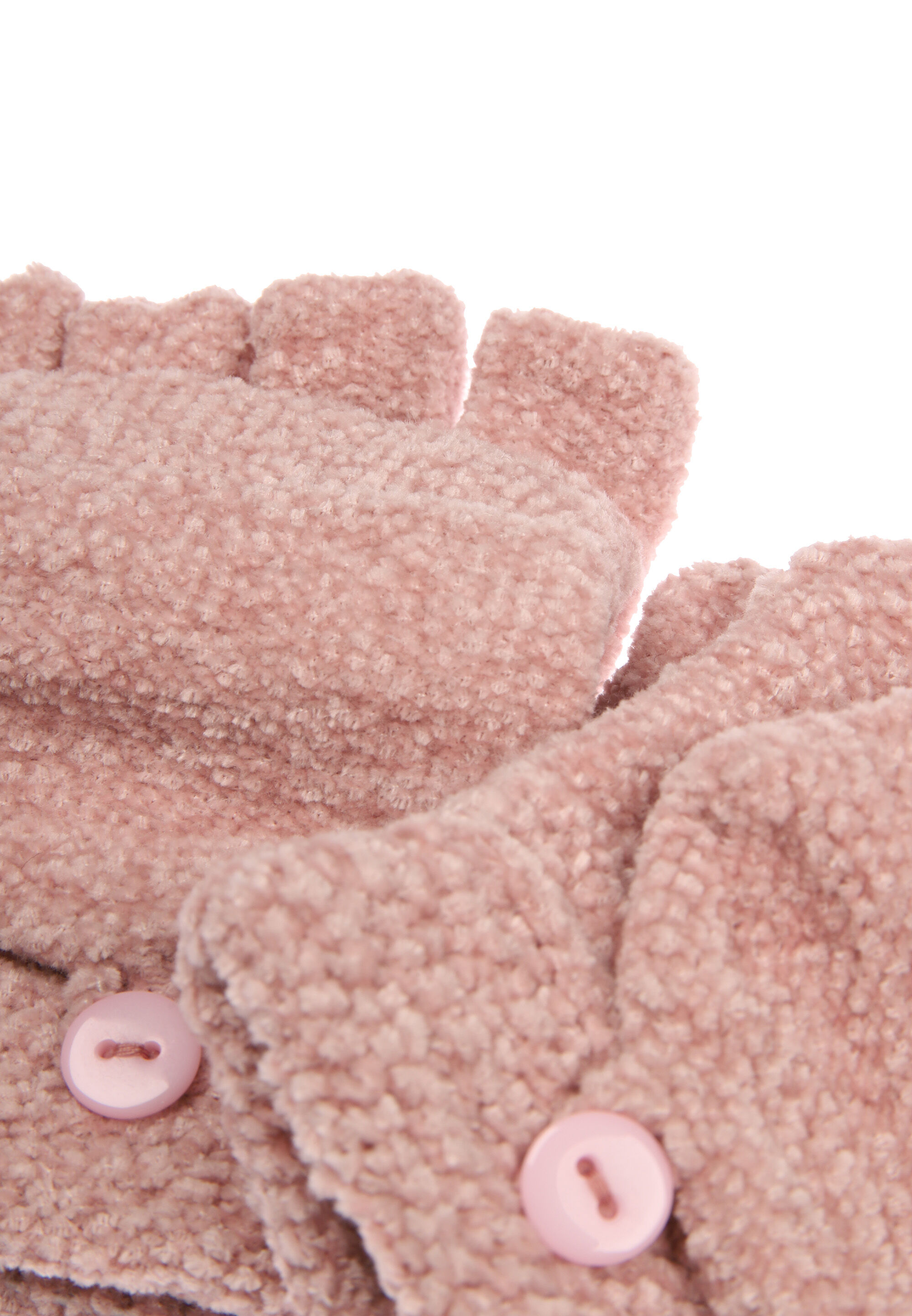 Younger Girls Pink Chenille Fliptop Gloves