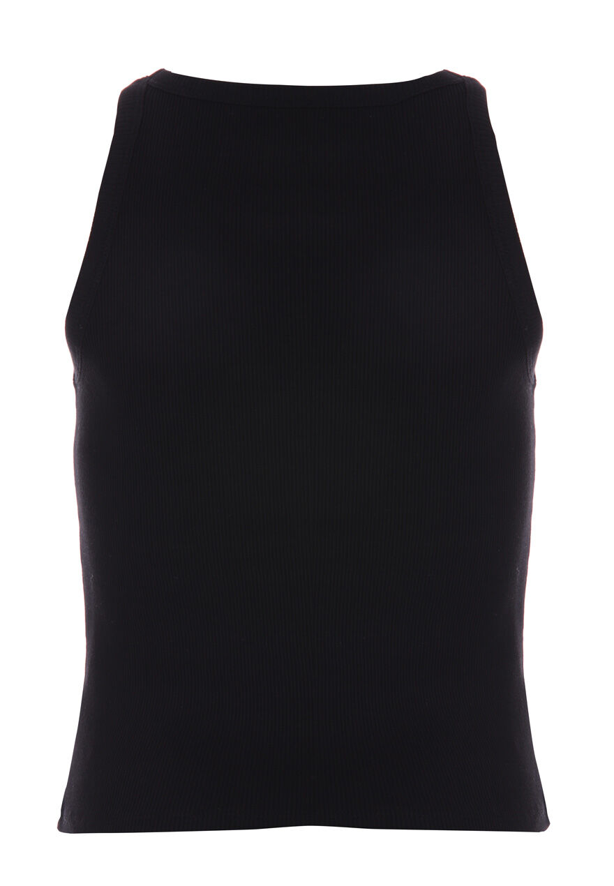 Older Girls Black Ribbed Cotton Plain Vest