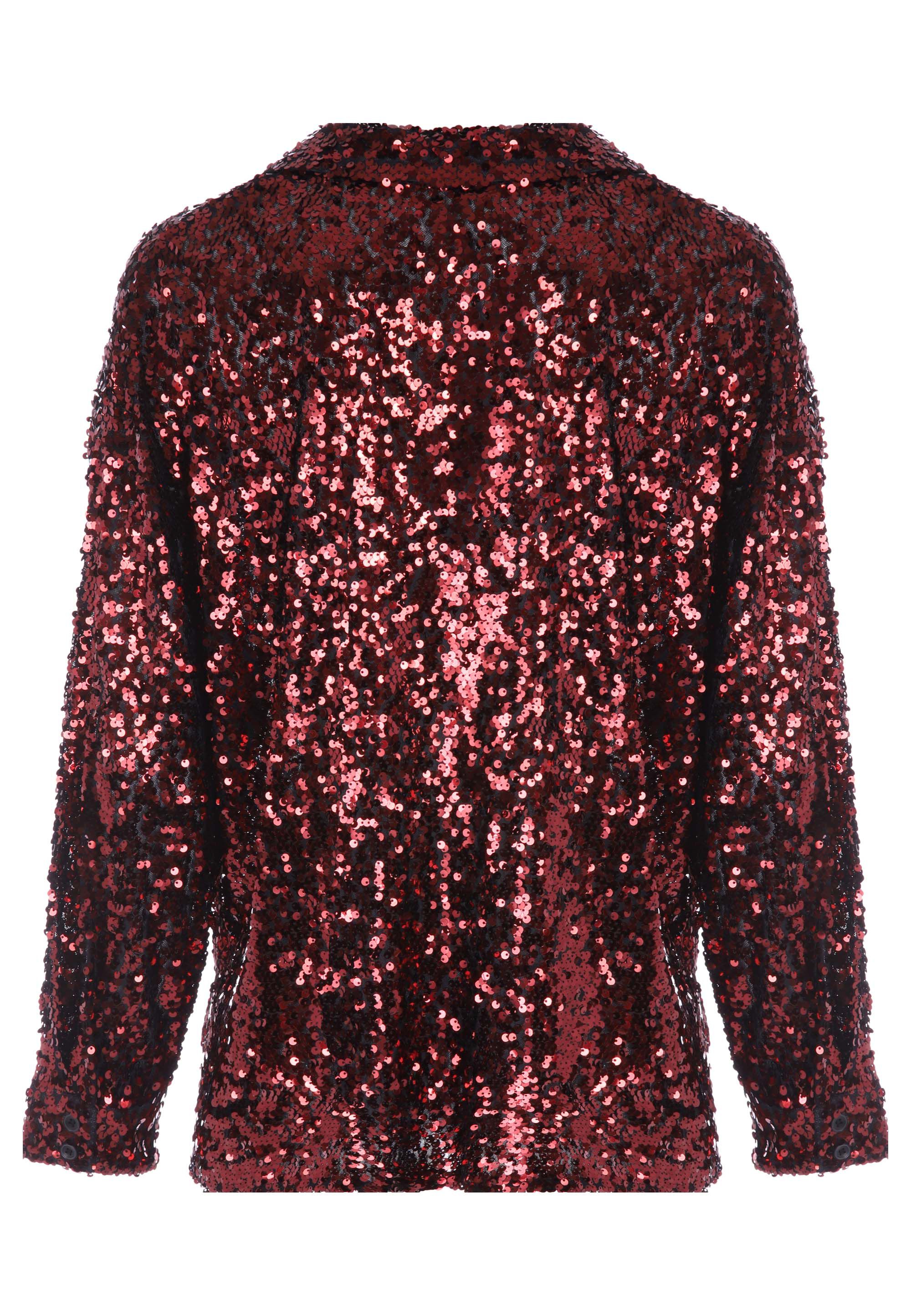 Womens Red Sequin Overhead Shirt