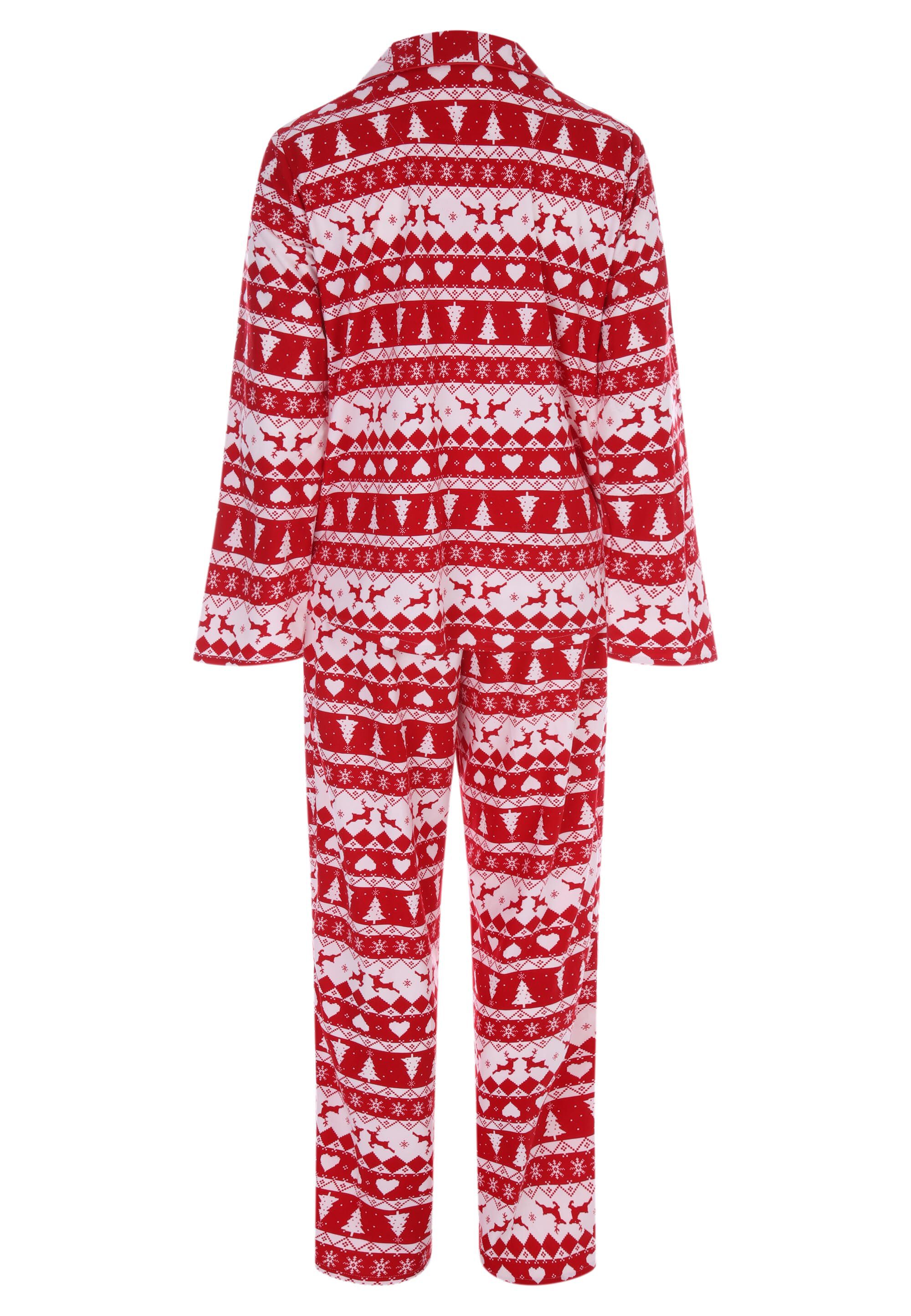 Womens Red Fair Isle Print Family Pyjama Set