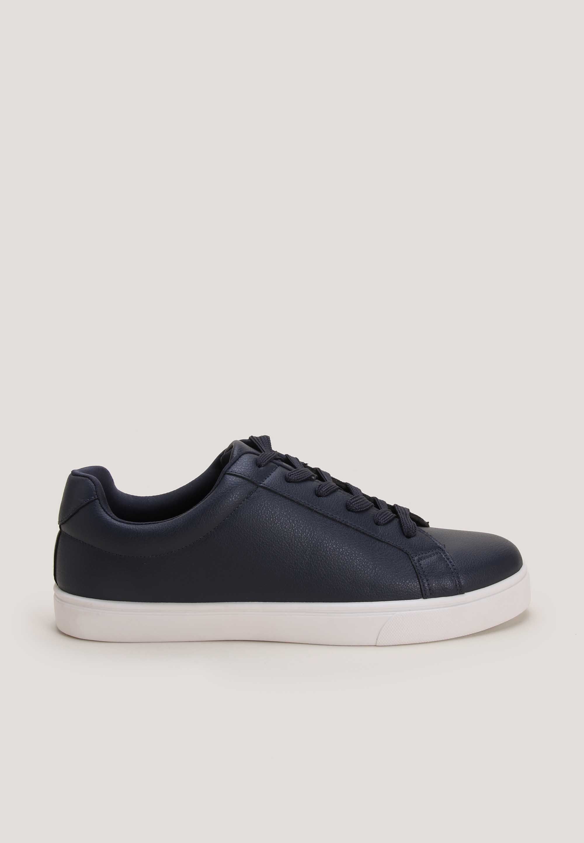 Mens Navy Lace Up PU Trainers