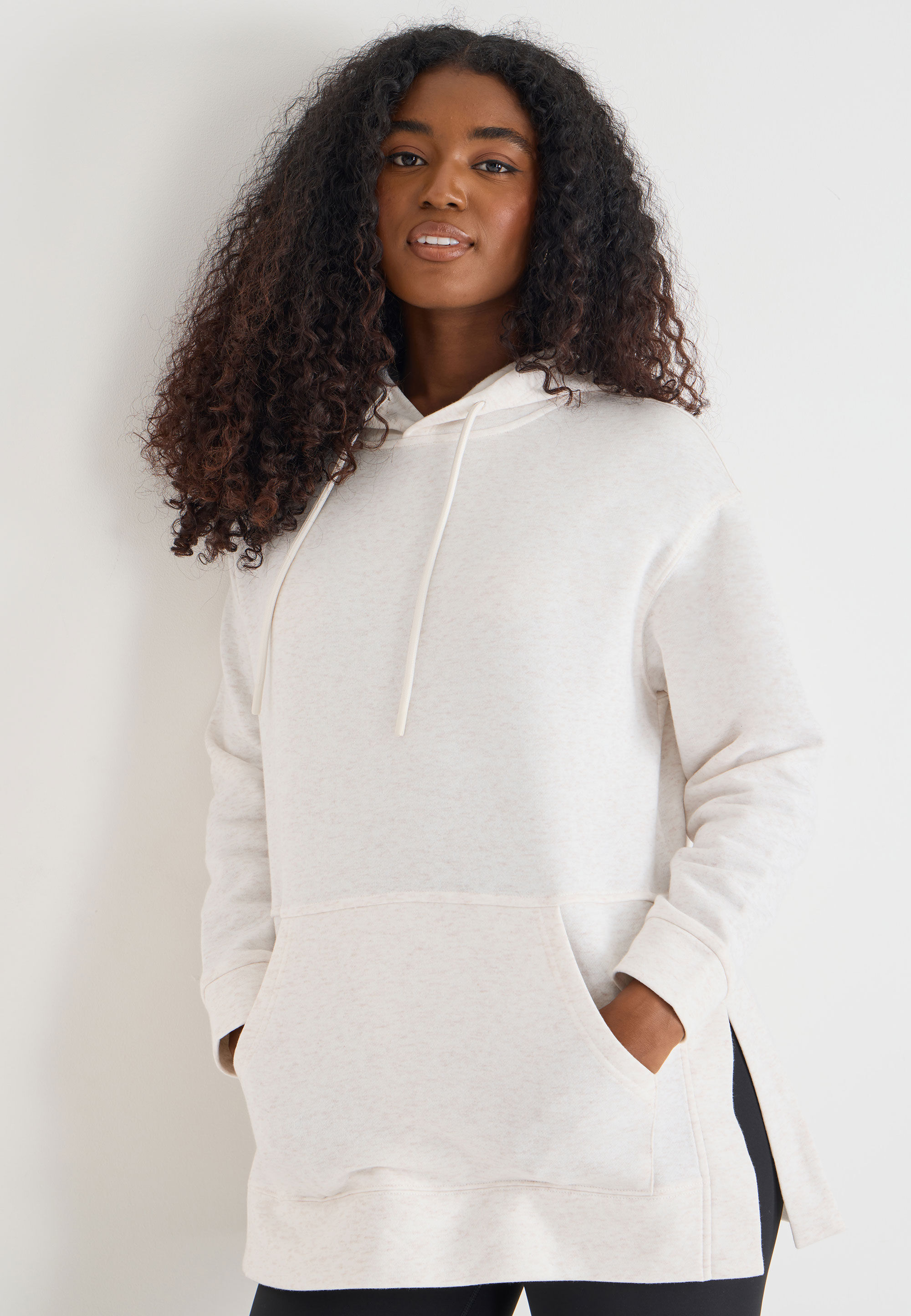 Womens Oatmeal Side Split Hoodie