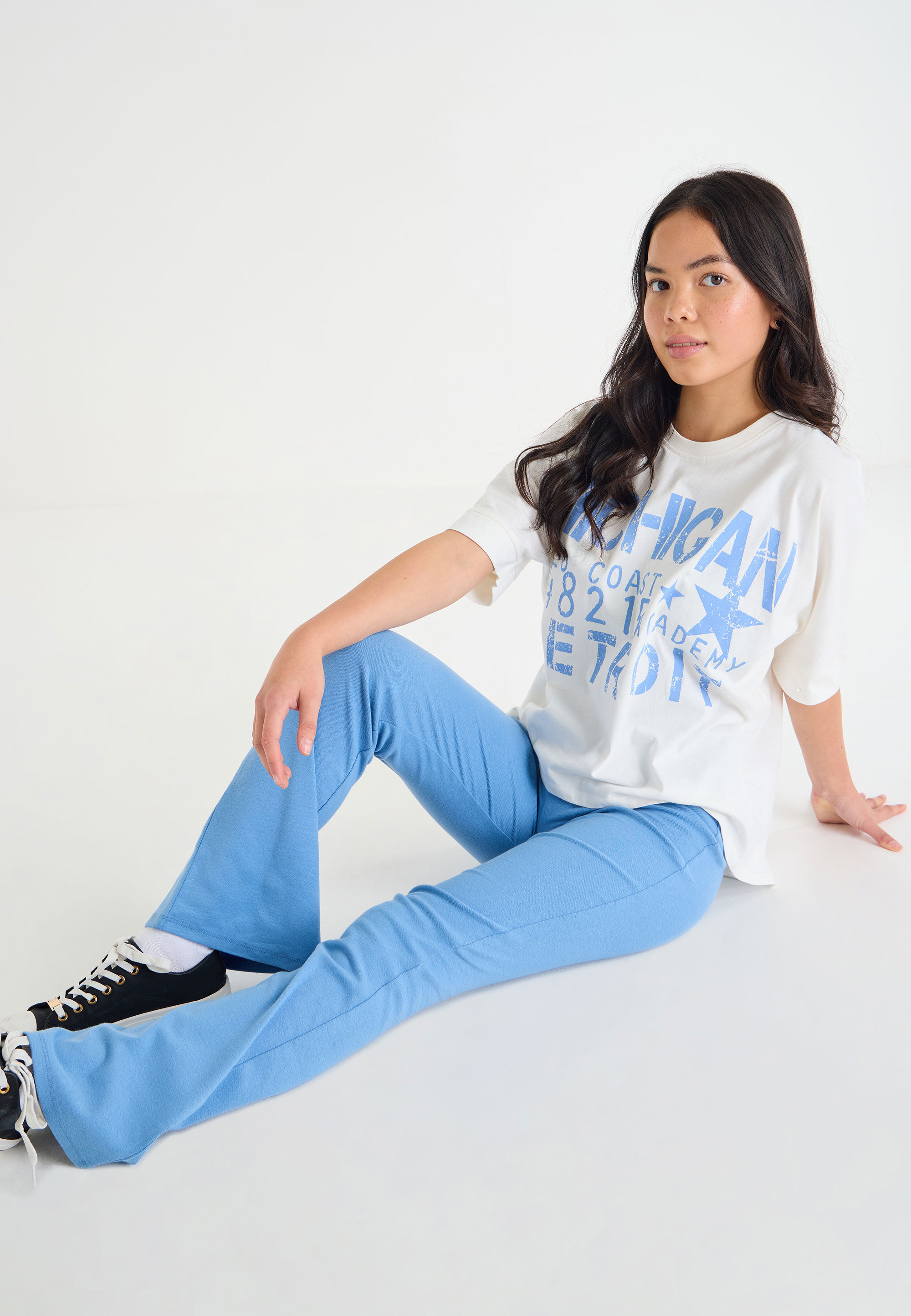 Older Girls Blue Plain Bootcut Leggings
