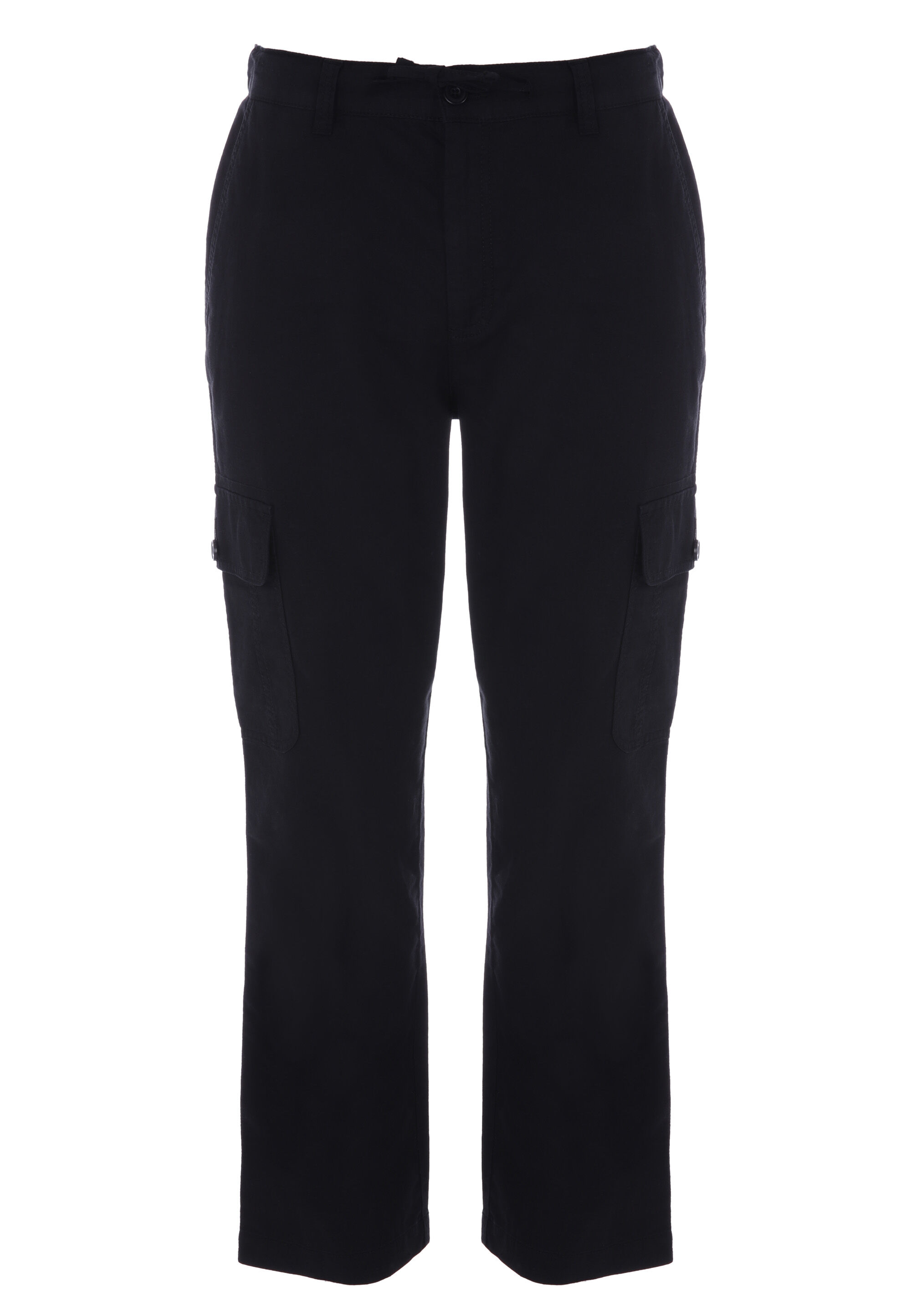 Mens Black Linen Mix Cargo Trousers