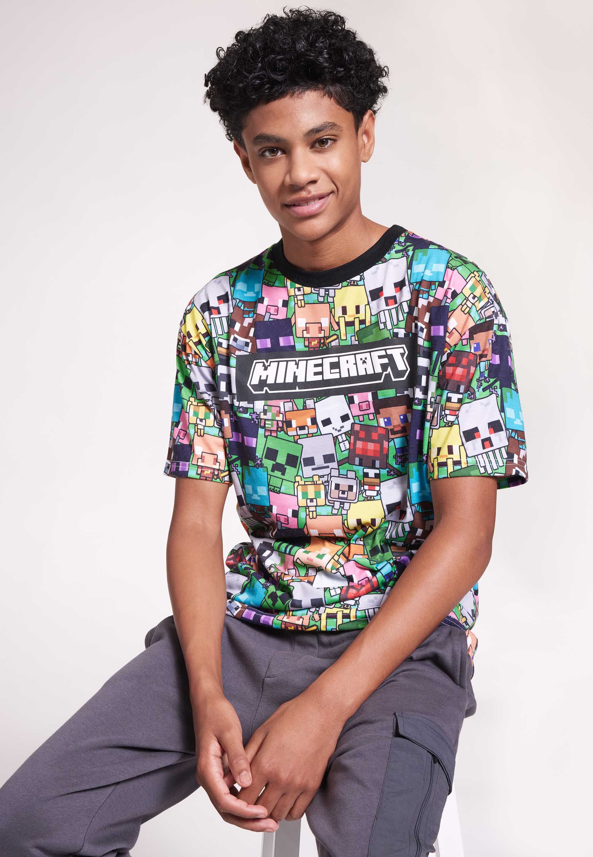 Older Boys Black Minecraft Printed T-Shirt