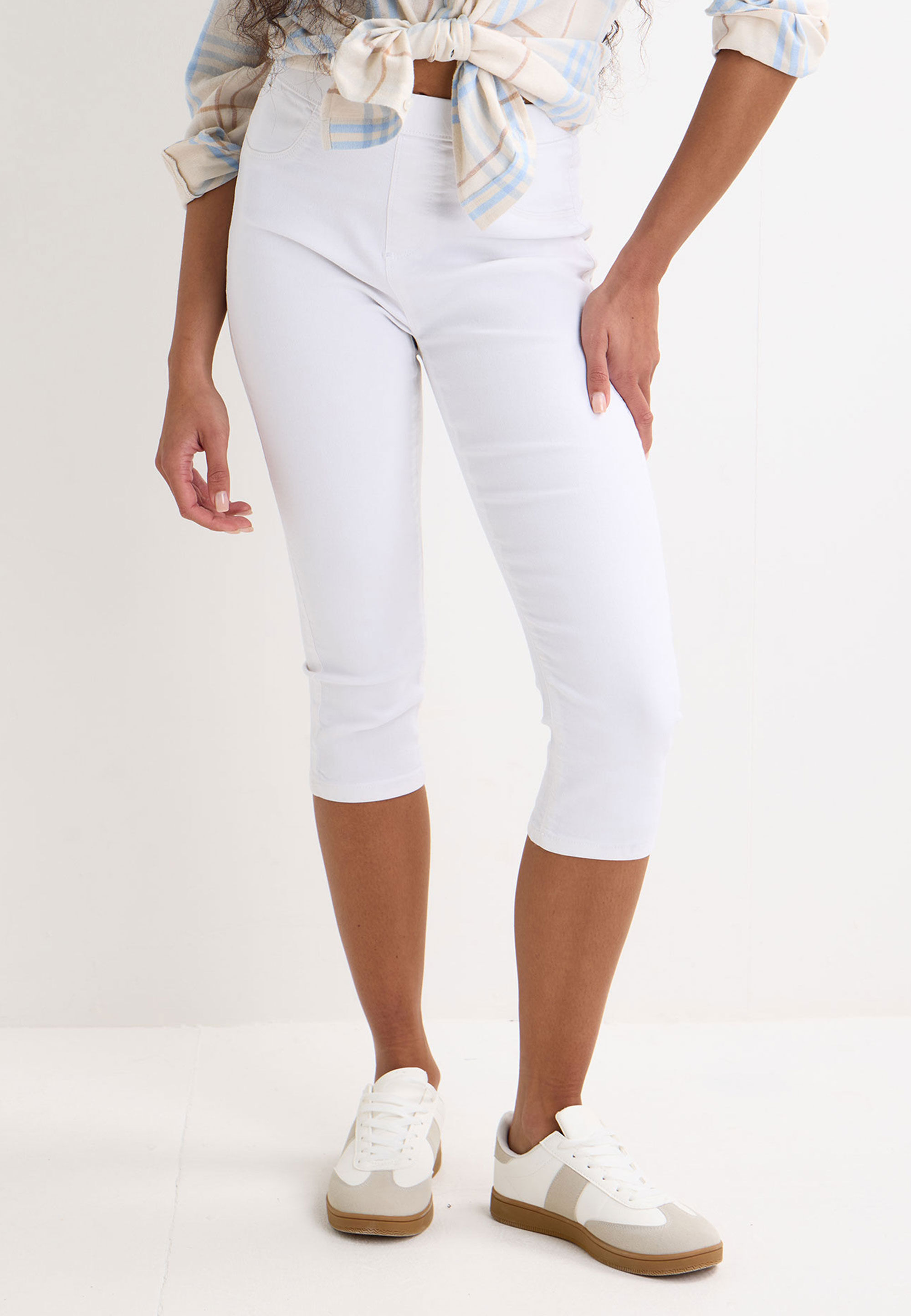 Womens White Plain Kate Cropped Jeggings