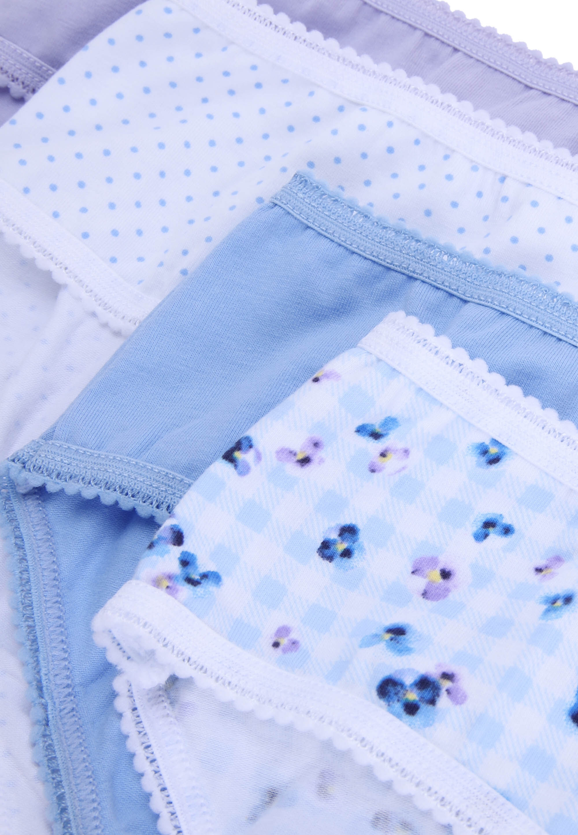 Womens 4pk Lilac & Blue Gingham Mini Briefs