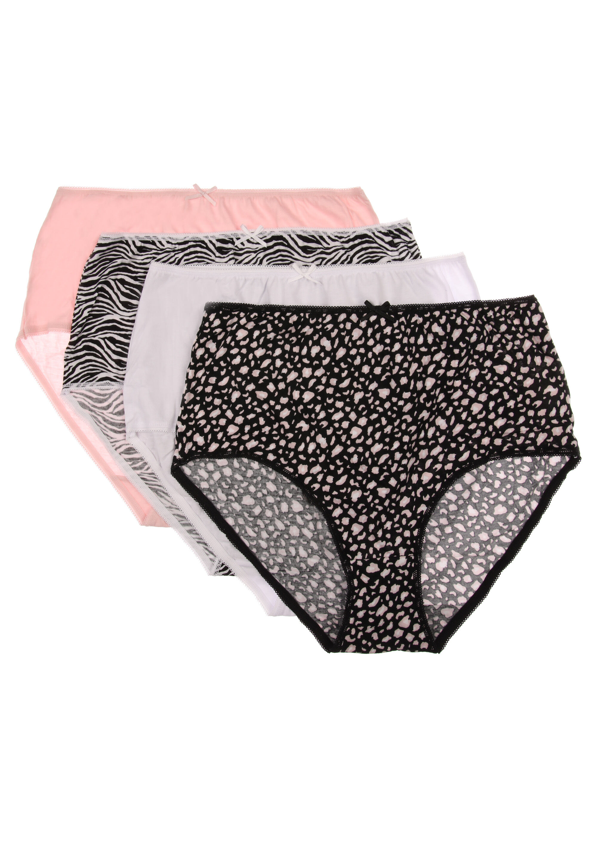 Womens 4pk Nude & Zebra Print Full Briefs