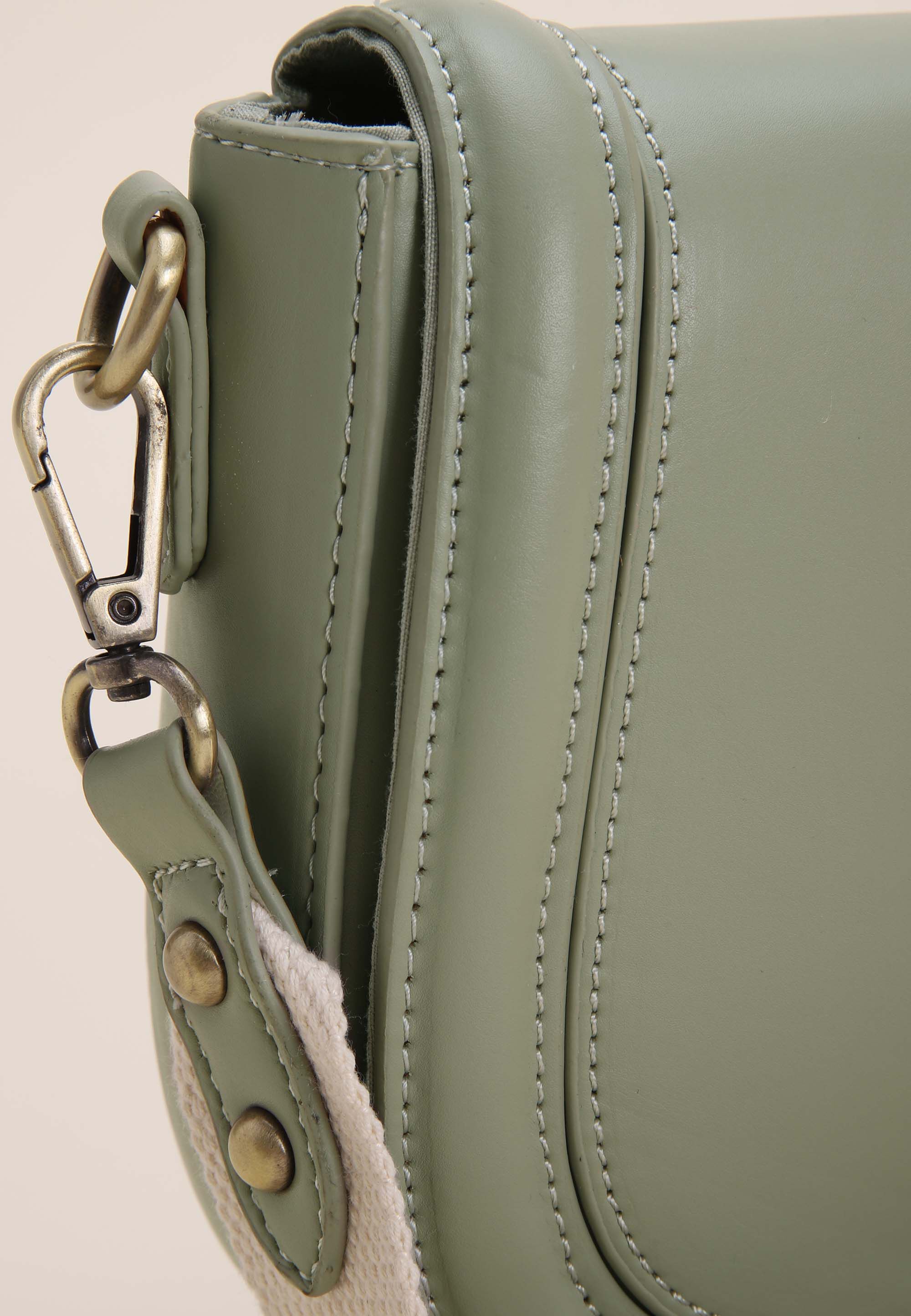 Womens Khaki Saddle Crossbody Bag