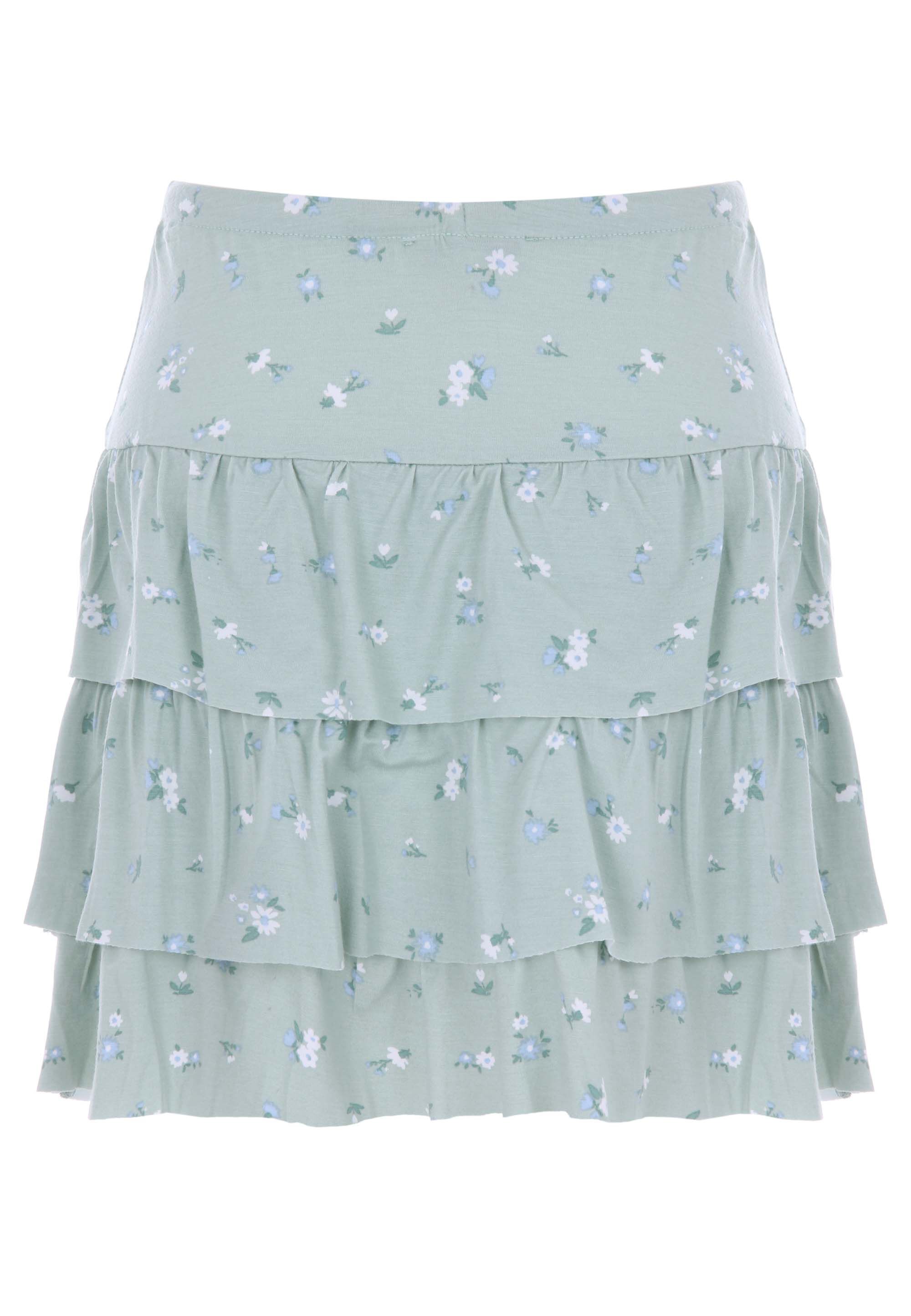 Older Mint Floral Print Ra-Ra Skirt