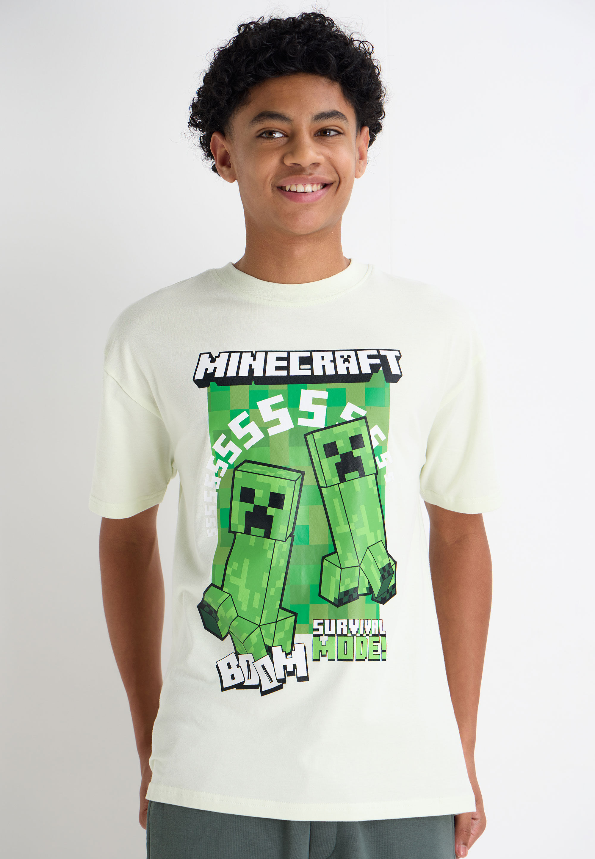 Older Boys Lime Minecraft Graphic Print T-Shirt