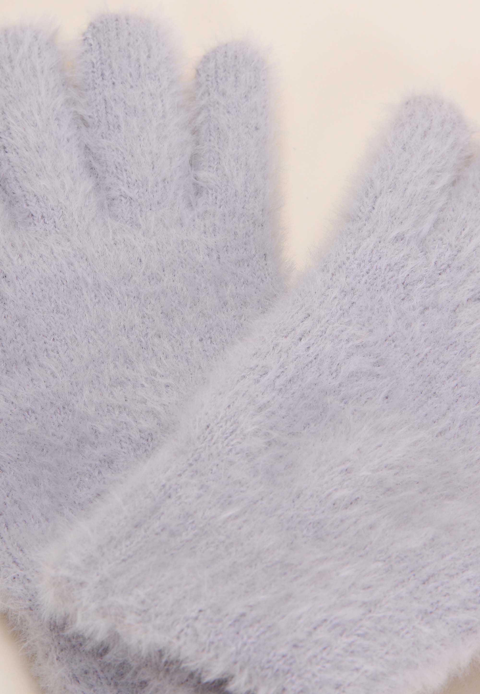 Womens Grey Eyelash Knit Gloves