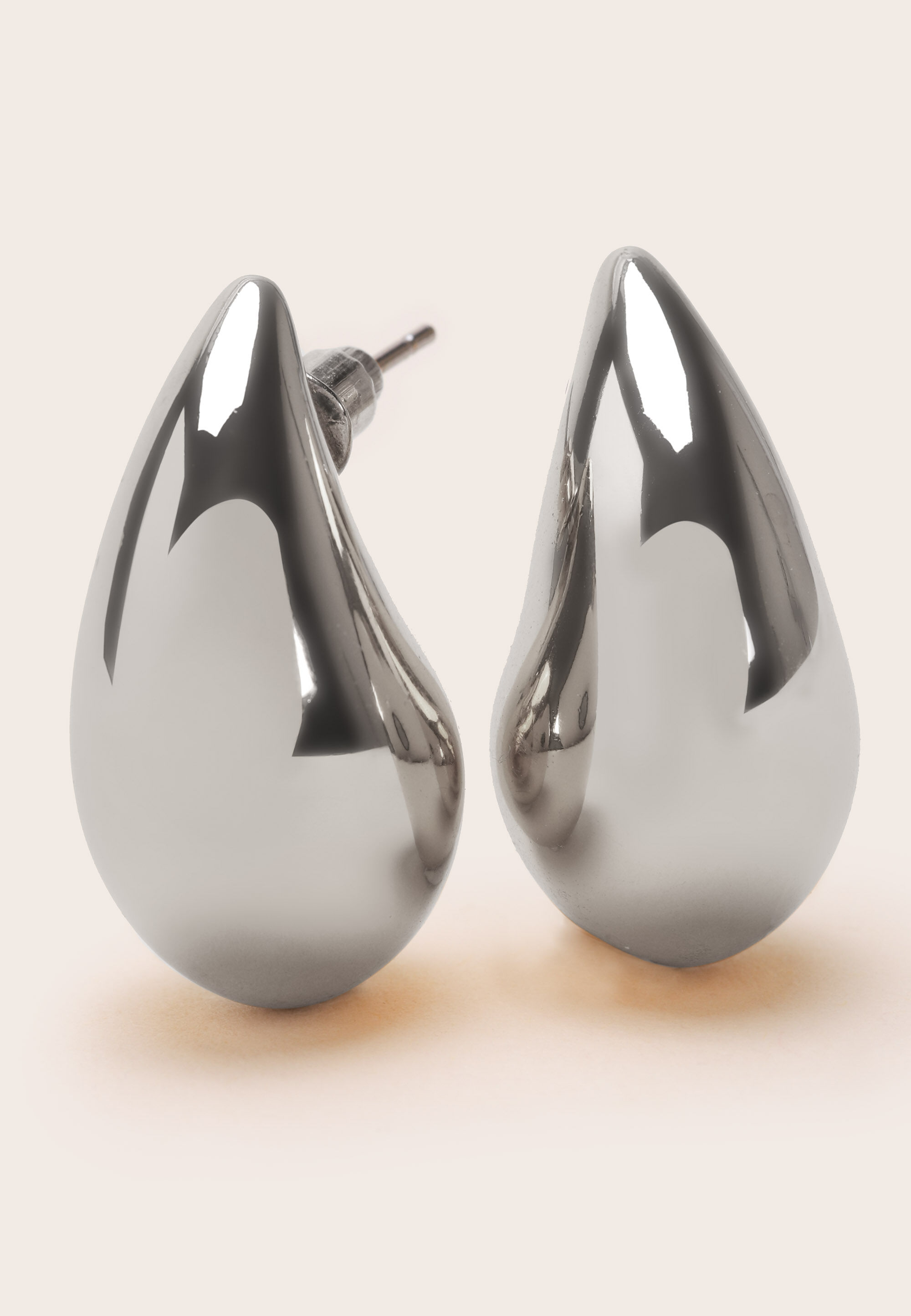 Womens Silver Tear Drop Stud Earrings