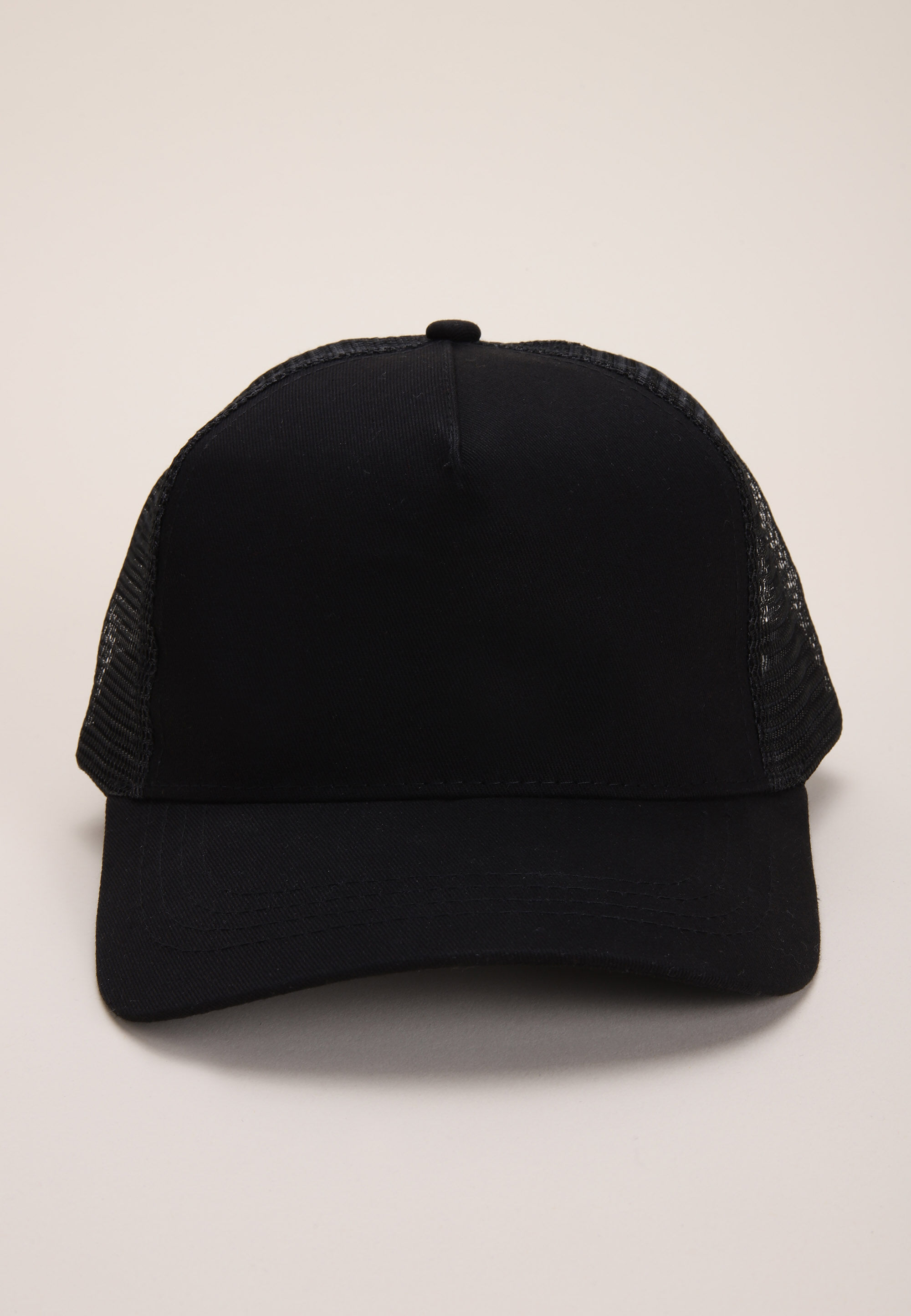 Mens Black Plain Trucker Hat